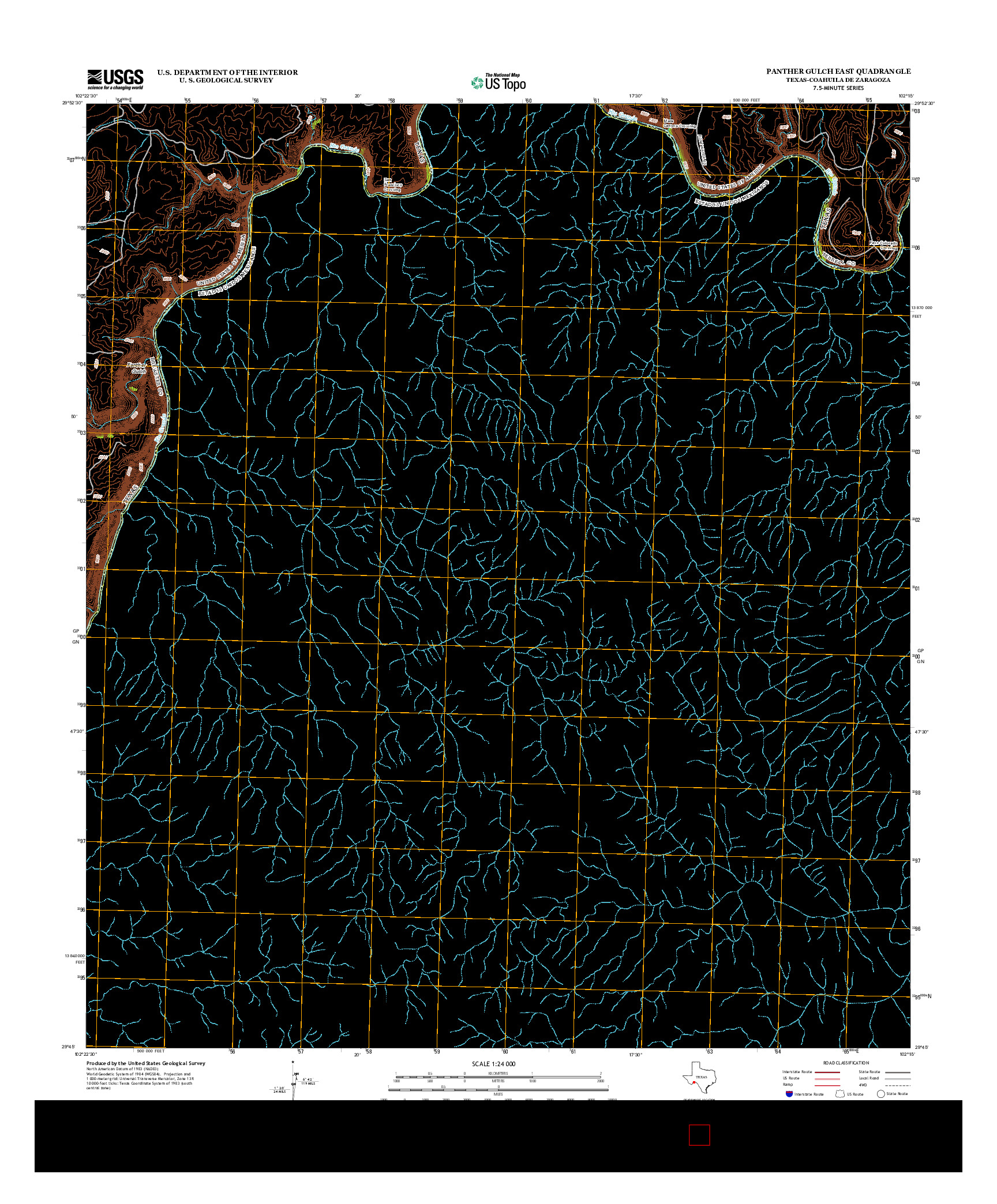 USGS US TOPO 7.5-MINUTE MAP FOR PANTHER GULCH EAST, TX-COA 2013