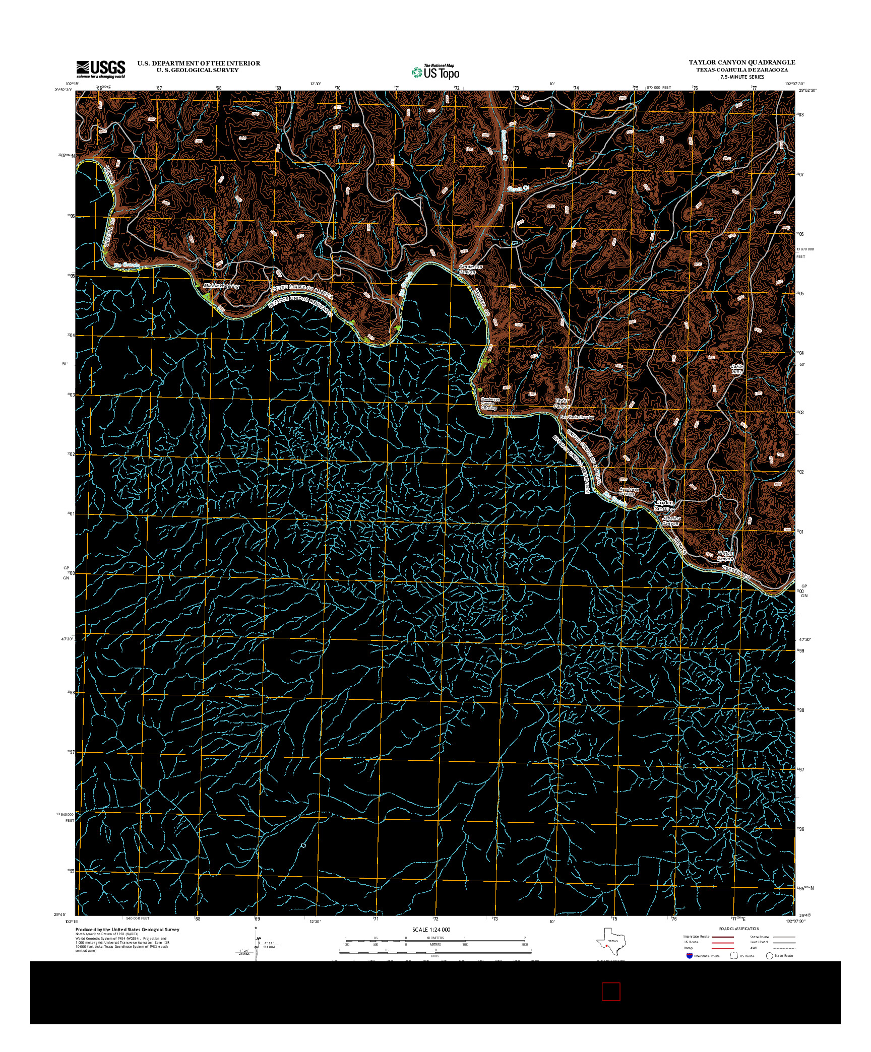 USGS US TOPO 7.5-MINUTE MAP FOR TAYLOR CANYON, TX-COA 2013