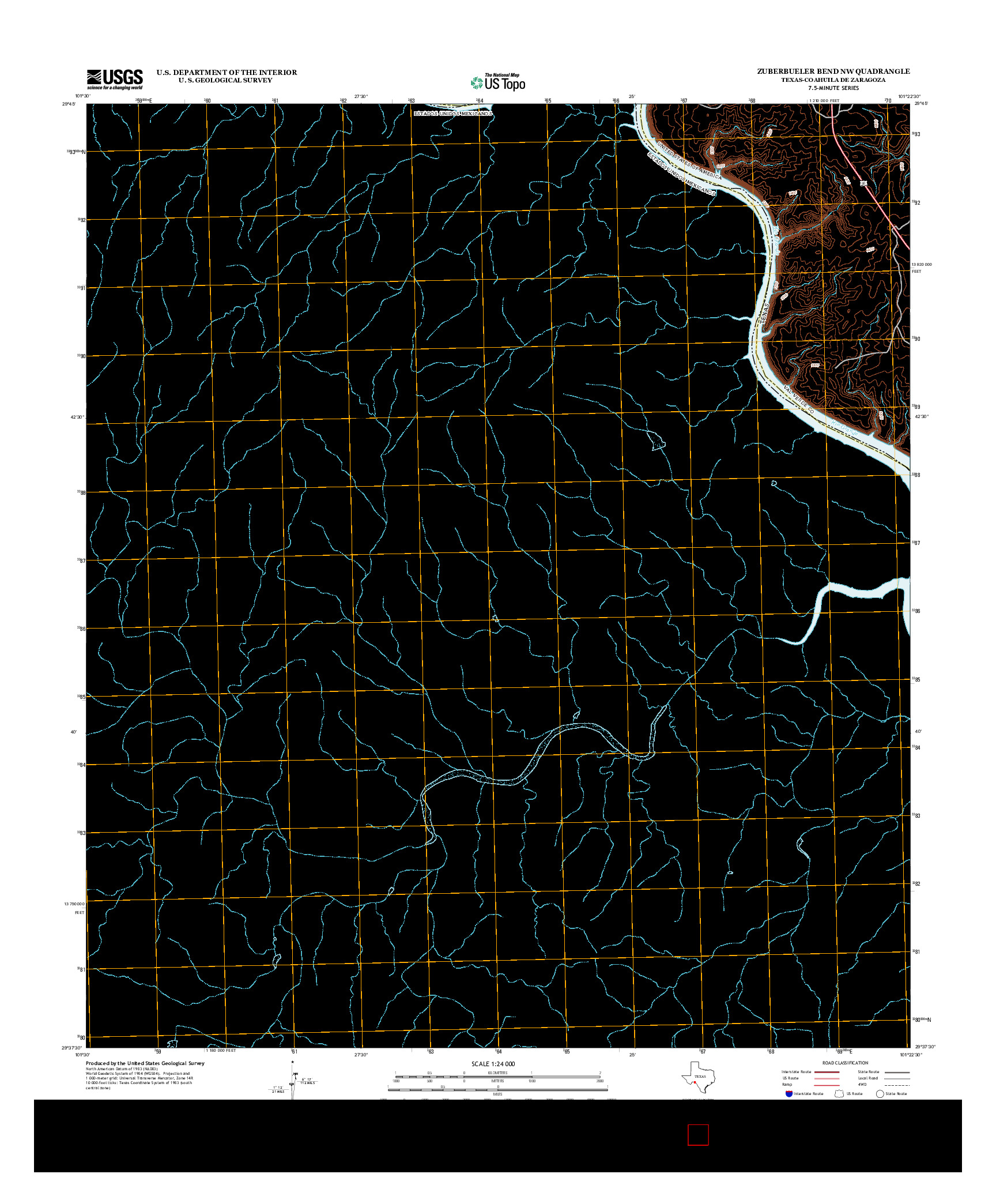 USGS US TOPO 7.5-MINUTE MAP FOR ZUBERBUELER BEND NW, TX-COA 2013