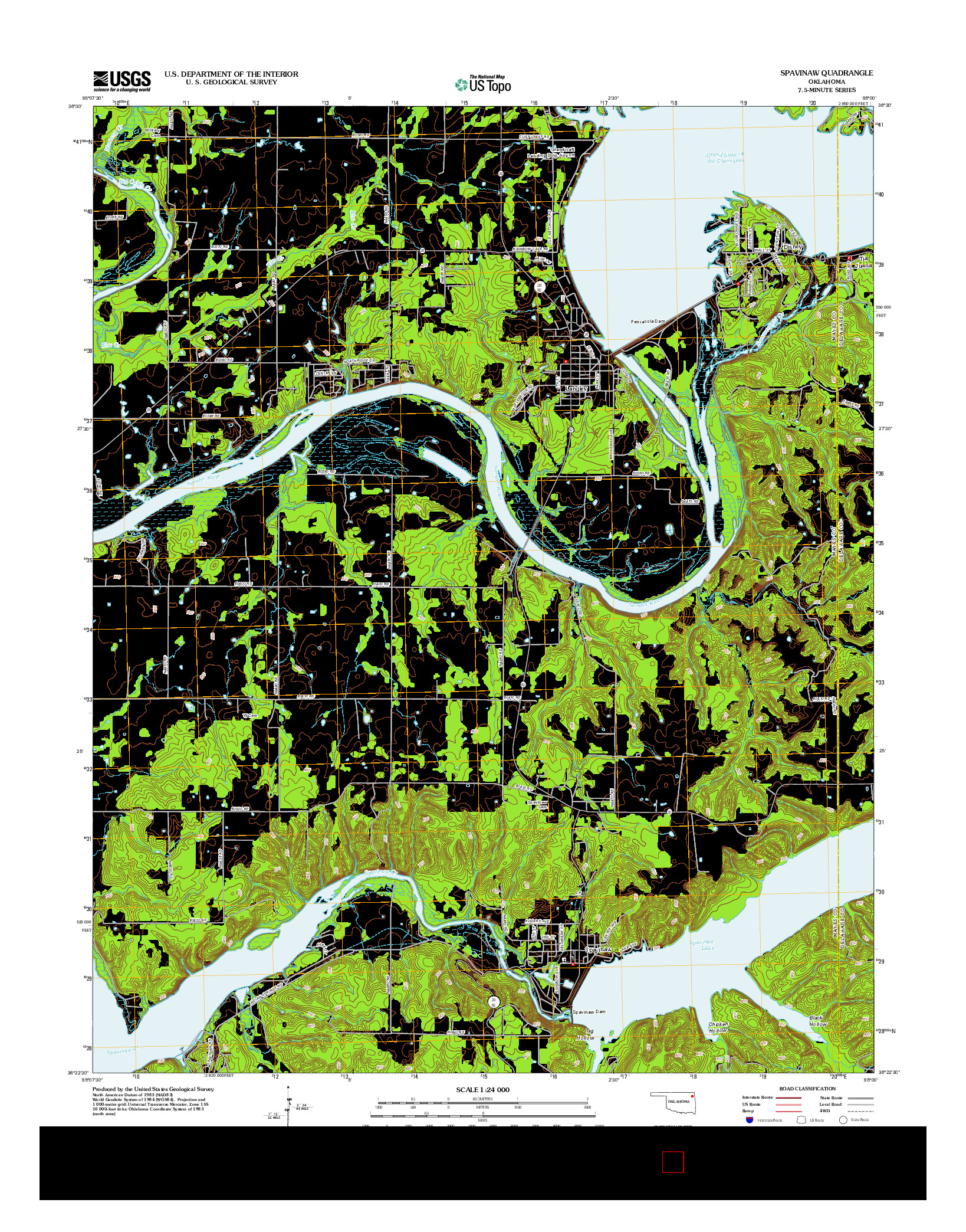 USGS US TOPO 7.5-MINUTE MAP FOR SPAVINAW, OK 2013