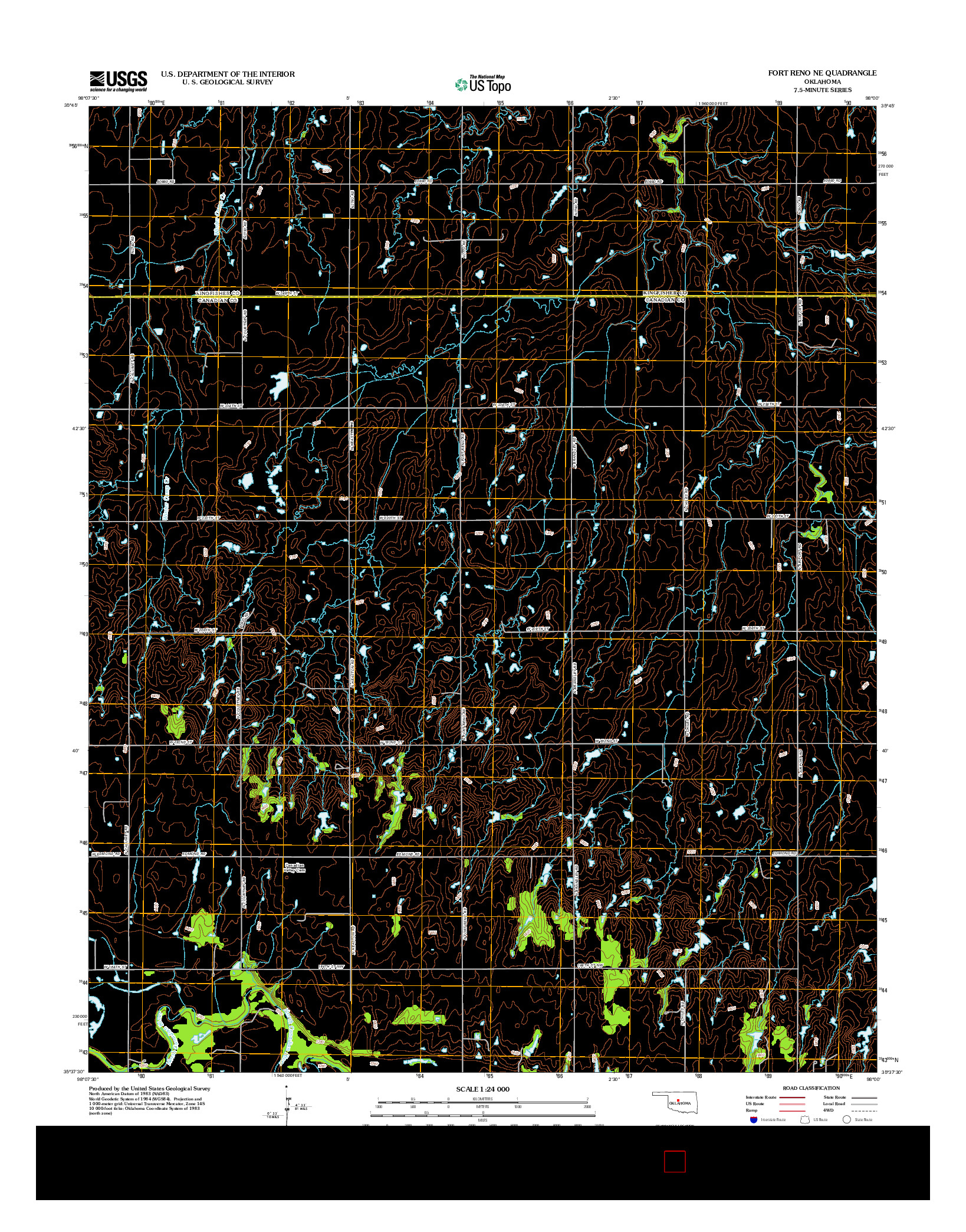 USGS US TOPO 7.5-MINUTE MAP FOR FORT RENO NE, OK 2013