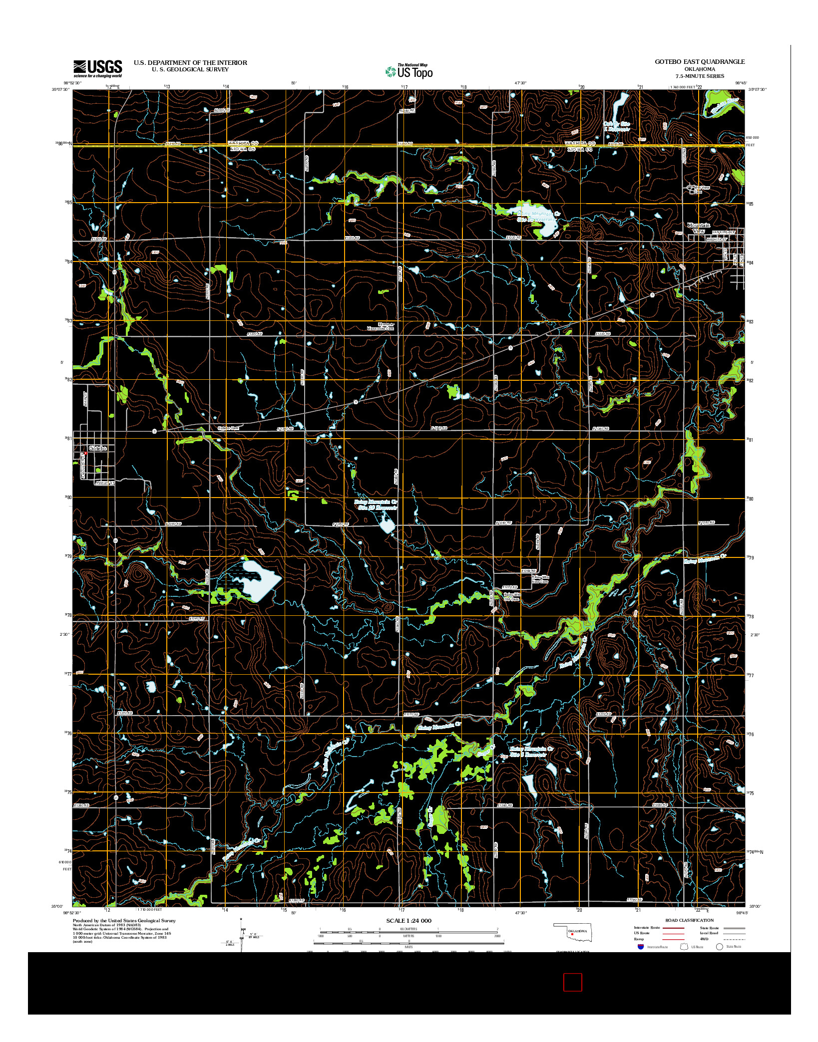 USGS US TOPO 7.5-MINUTE MAP FOR GOTEBO EAST, OK 2013