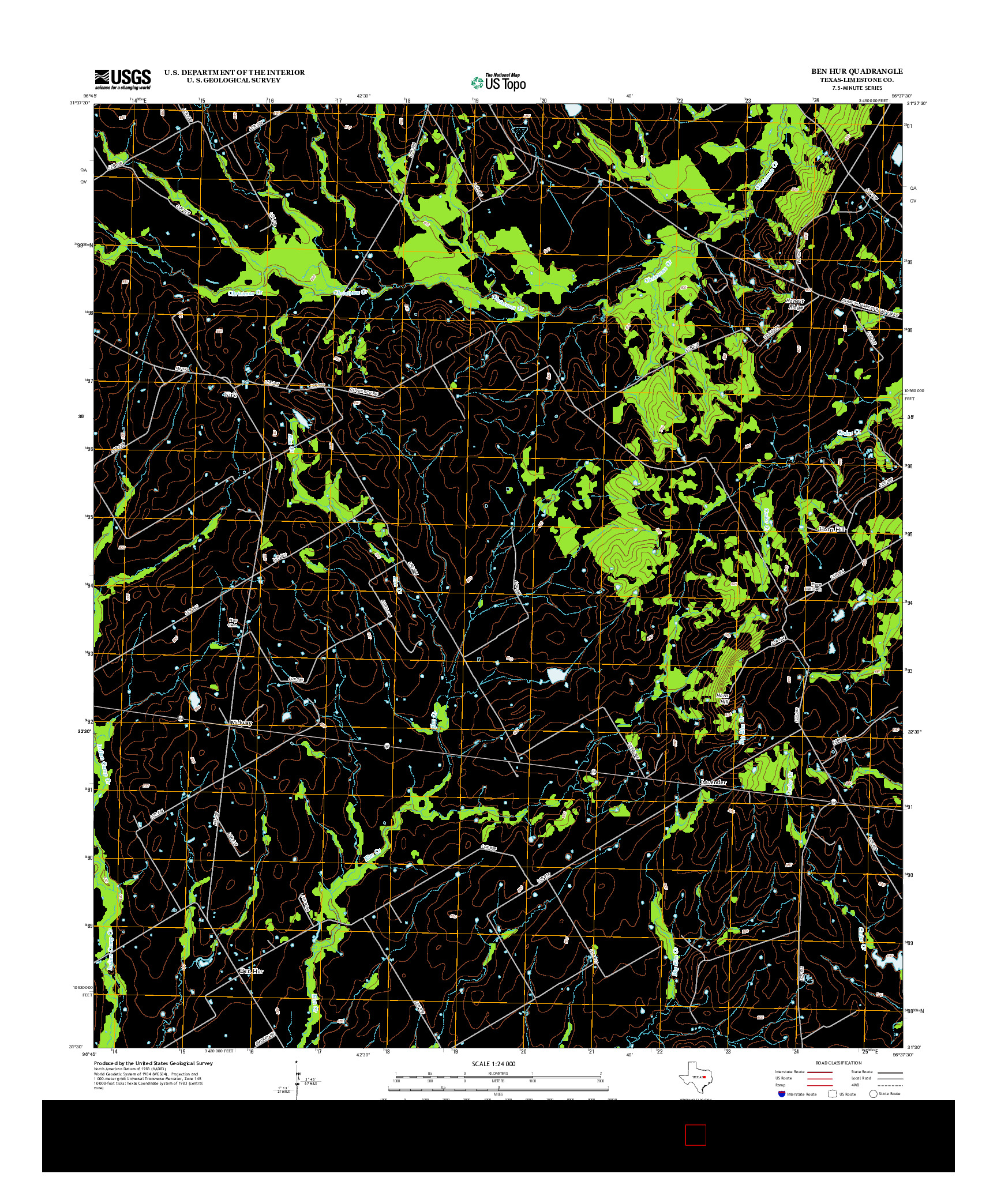 USGS US TOPO 7.5-MINUTE MAP FOR BEN HUR, TX 2013