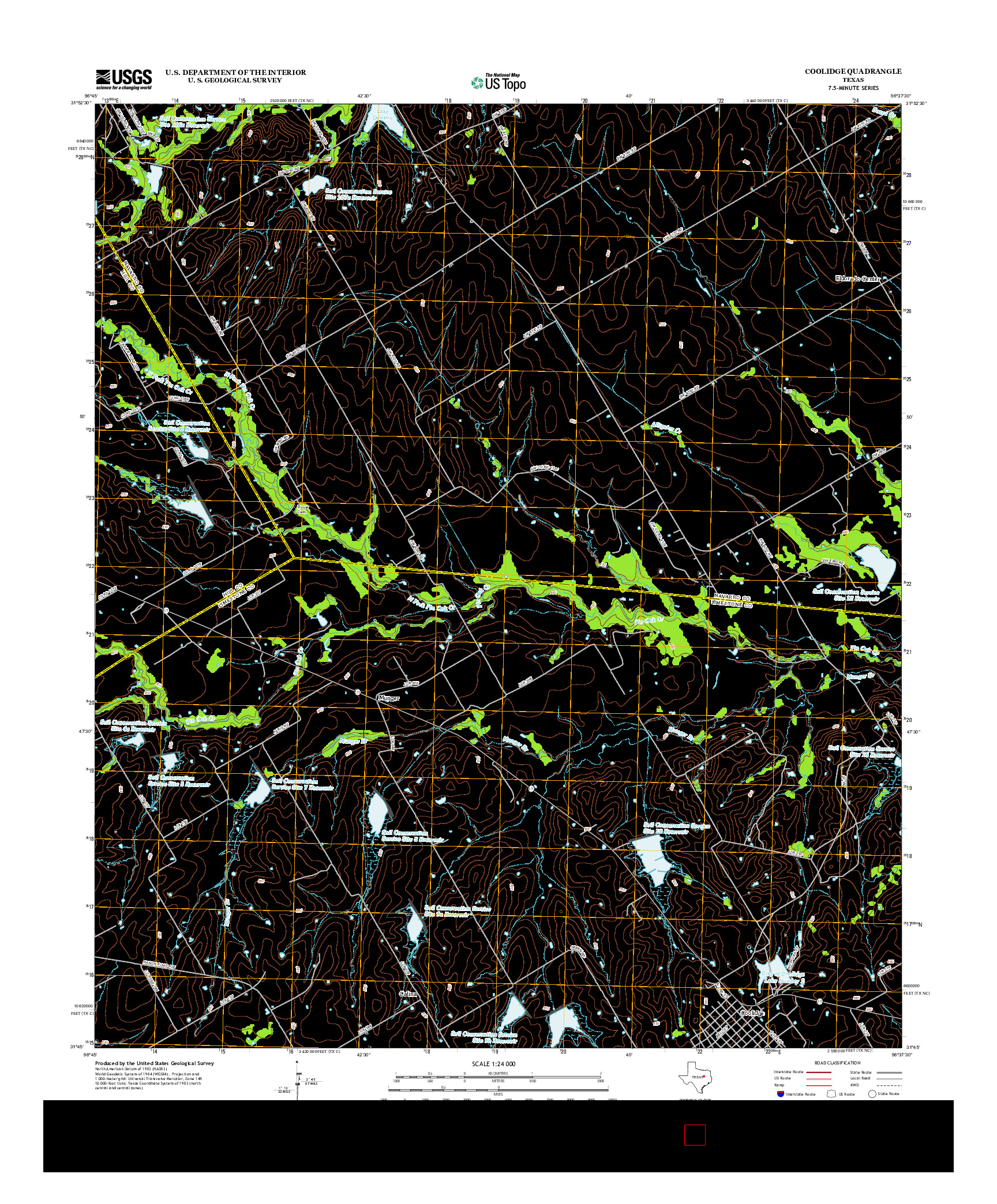USGS US TOPO 7.5-MINUTE MAP FOR COOLIDGE, TX 2013