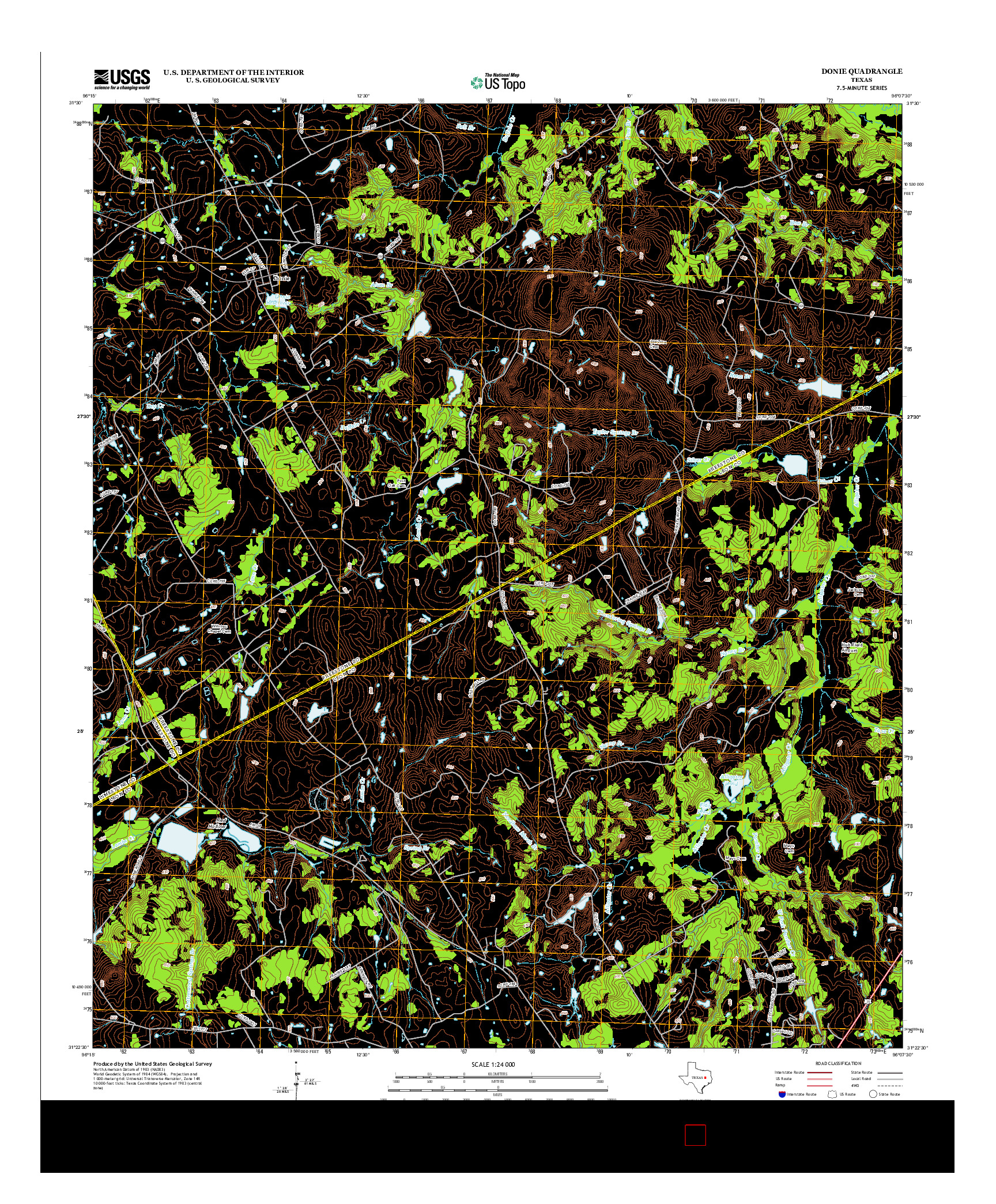 USGS US TOPO 7.5-MINUTE MAP FOR DONIE, TX 2013