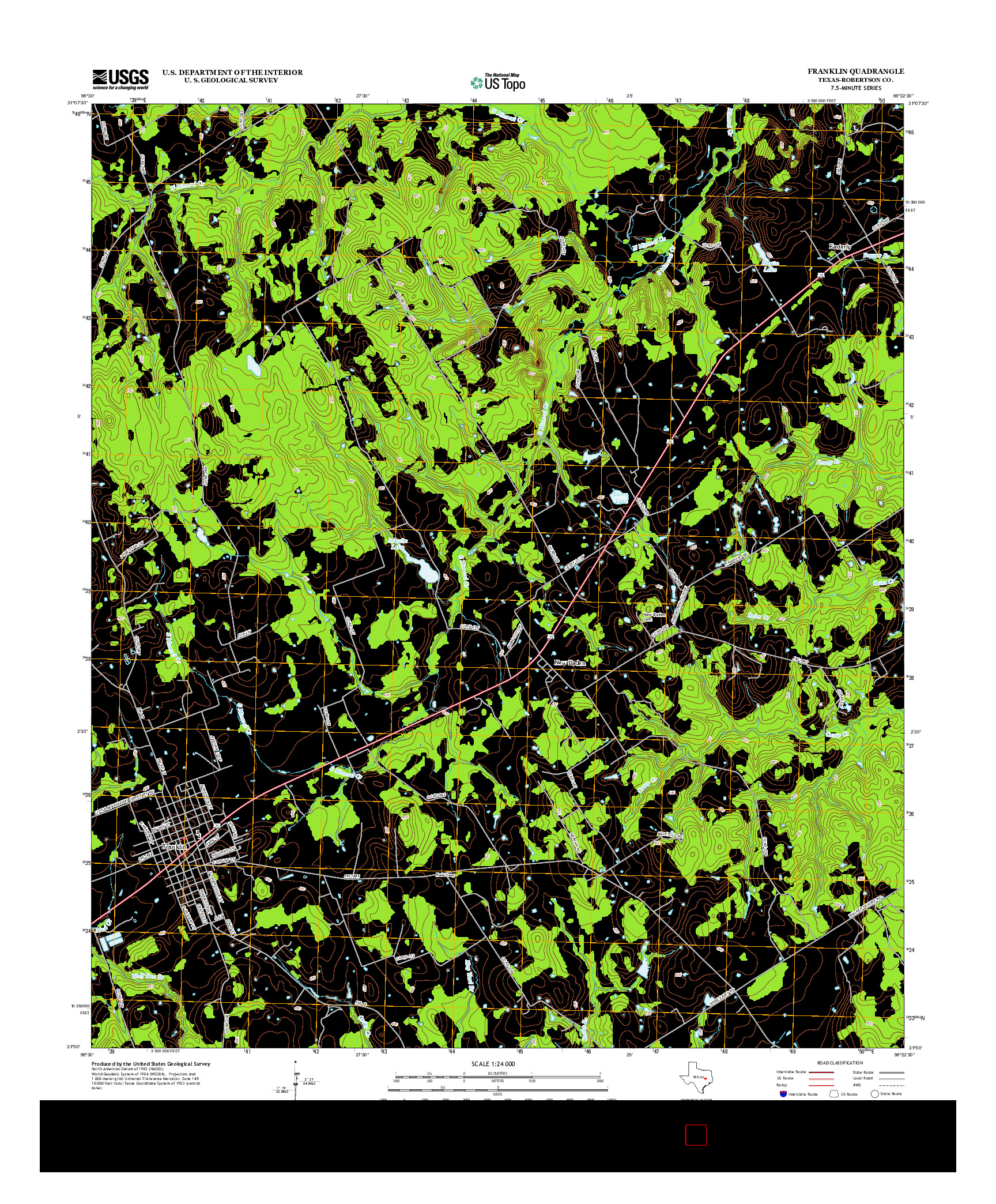 USGS US TOPO 7.5-MINUTE MAP FOR FRANKLIN, TX 2013