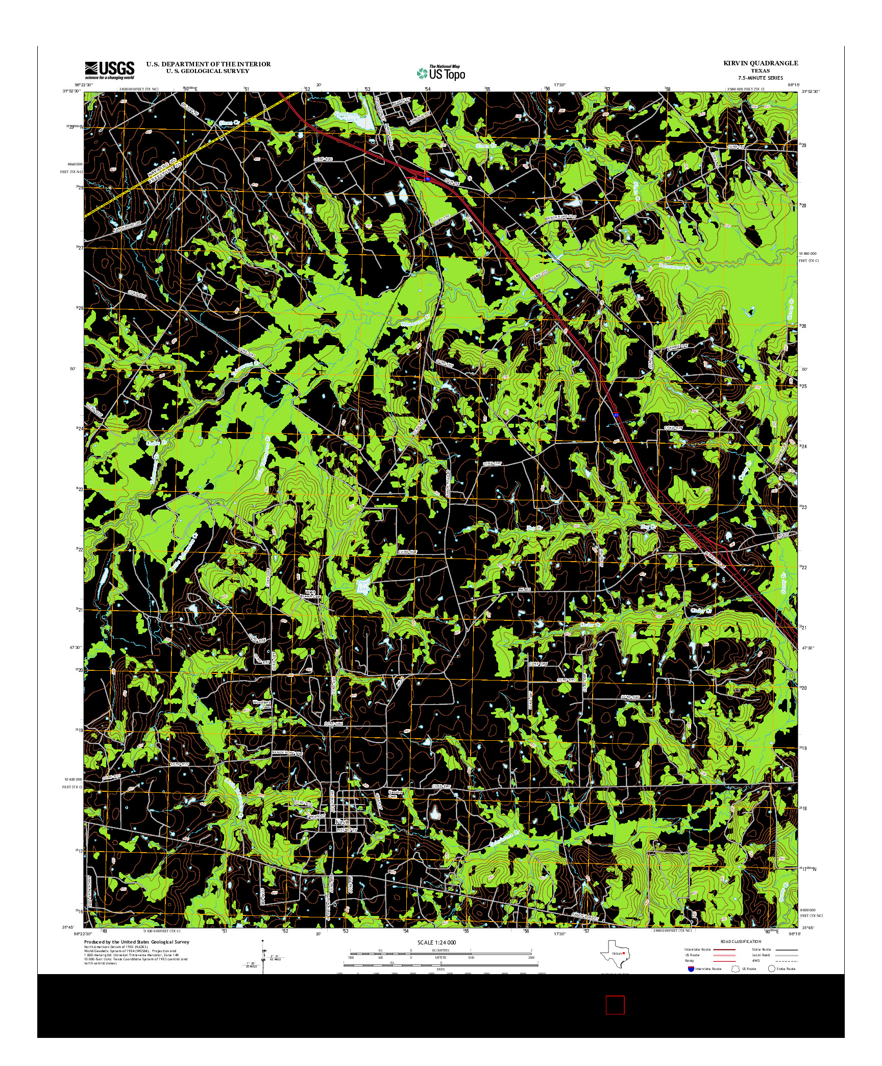 USGS US TOPO 7.5-MINUTE MAP FOR KIRVIN, TX 2013