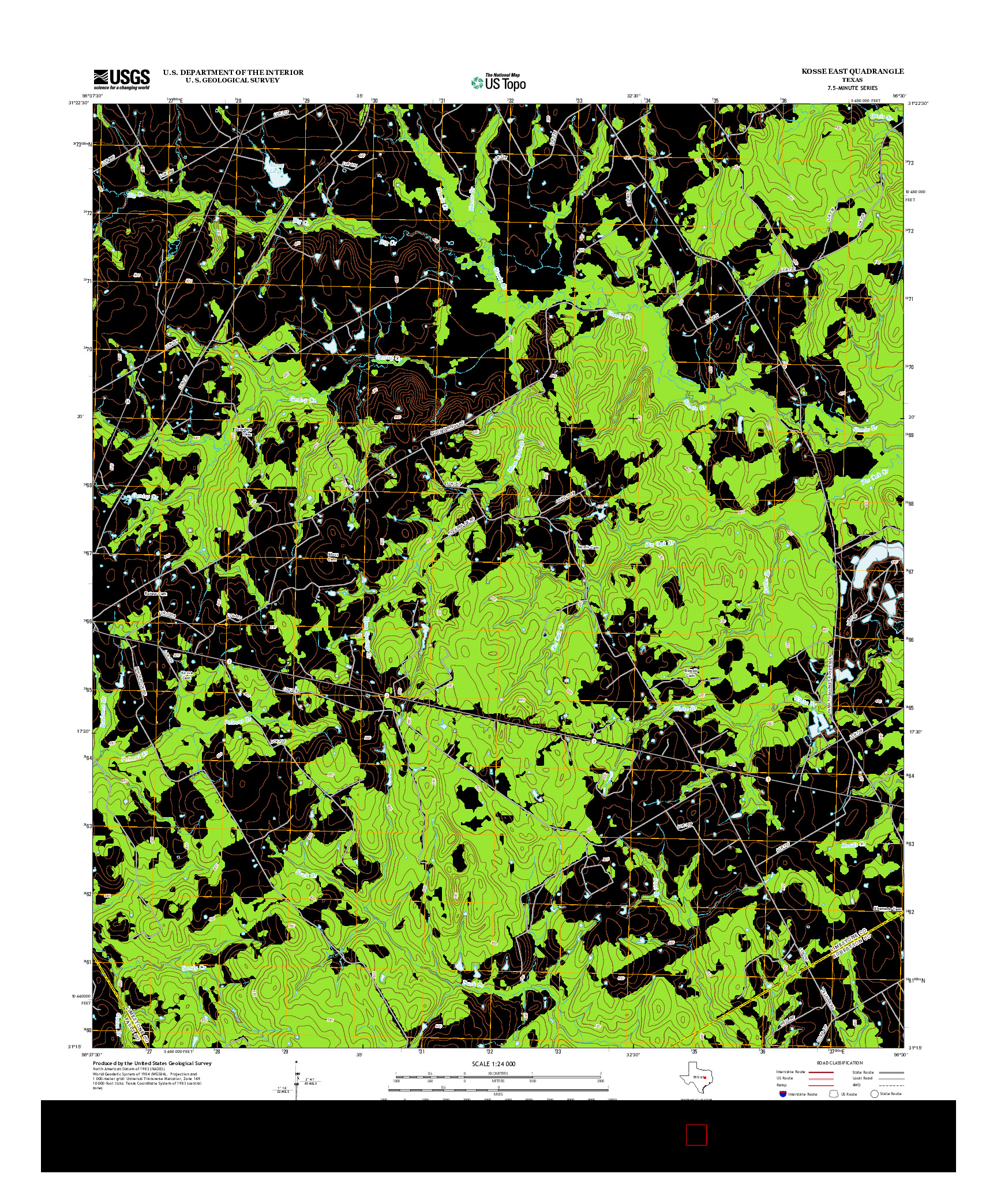 USGS US TOPO 7.5-MINUTE MAP FOR KOSSE EAST, TX 2013