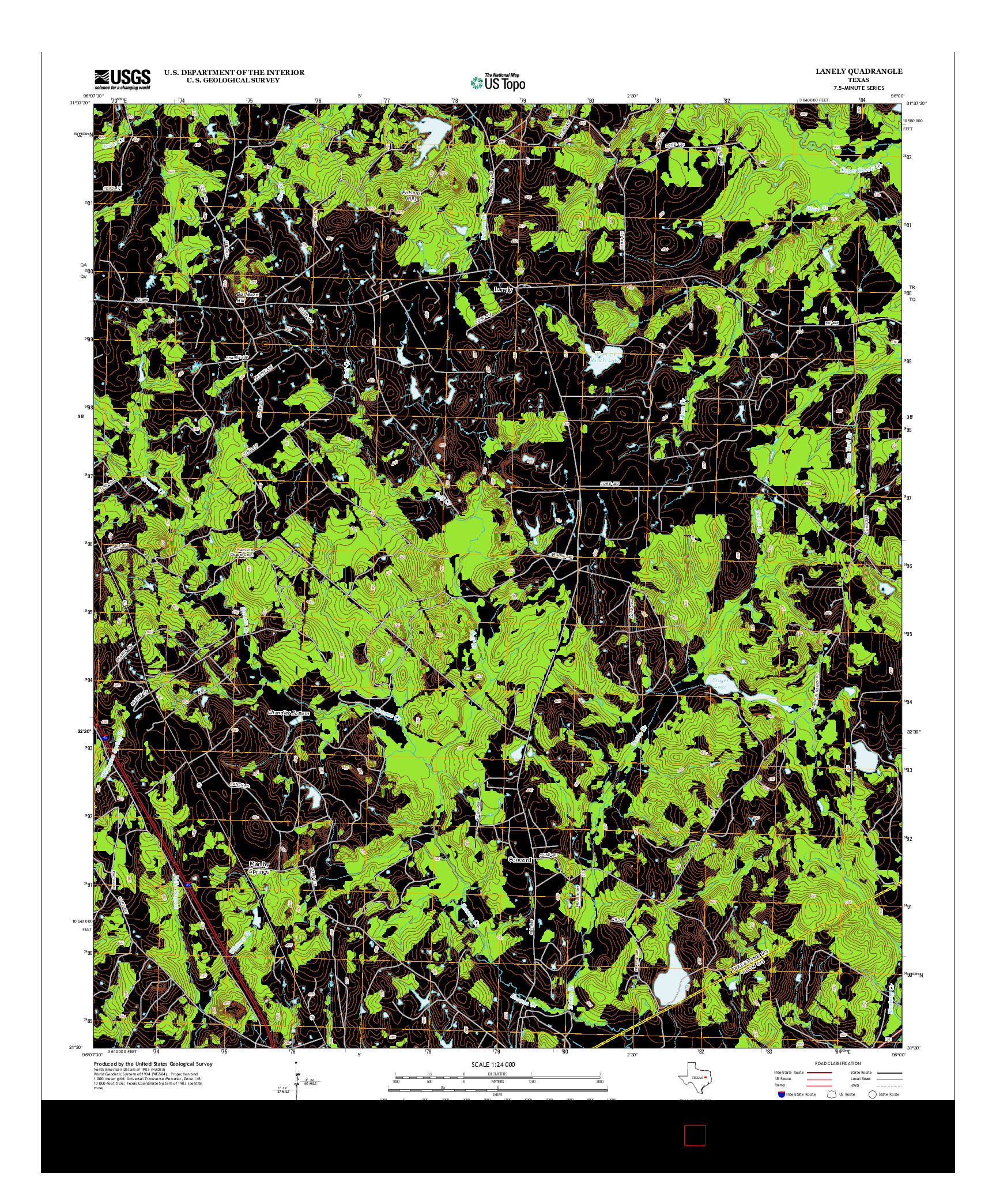 USGS US TOPO 7.5-MINUTE MAP FOR LANELY, TX 2013