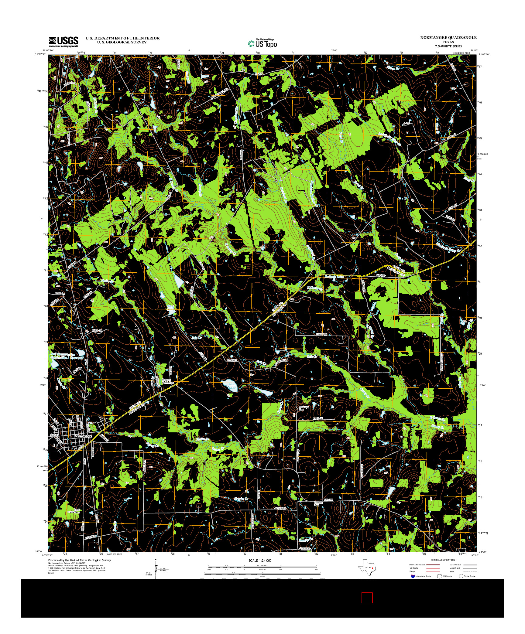 USGS US TOPO 7.5-MINUTE MAP FOR NORMANGEE, TX 2013