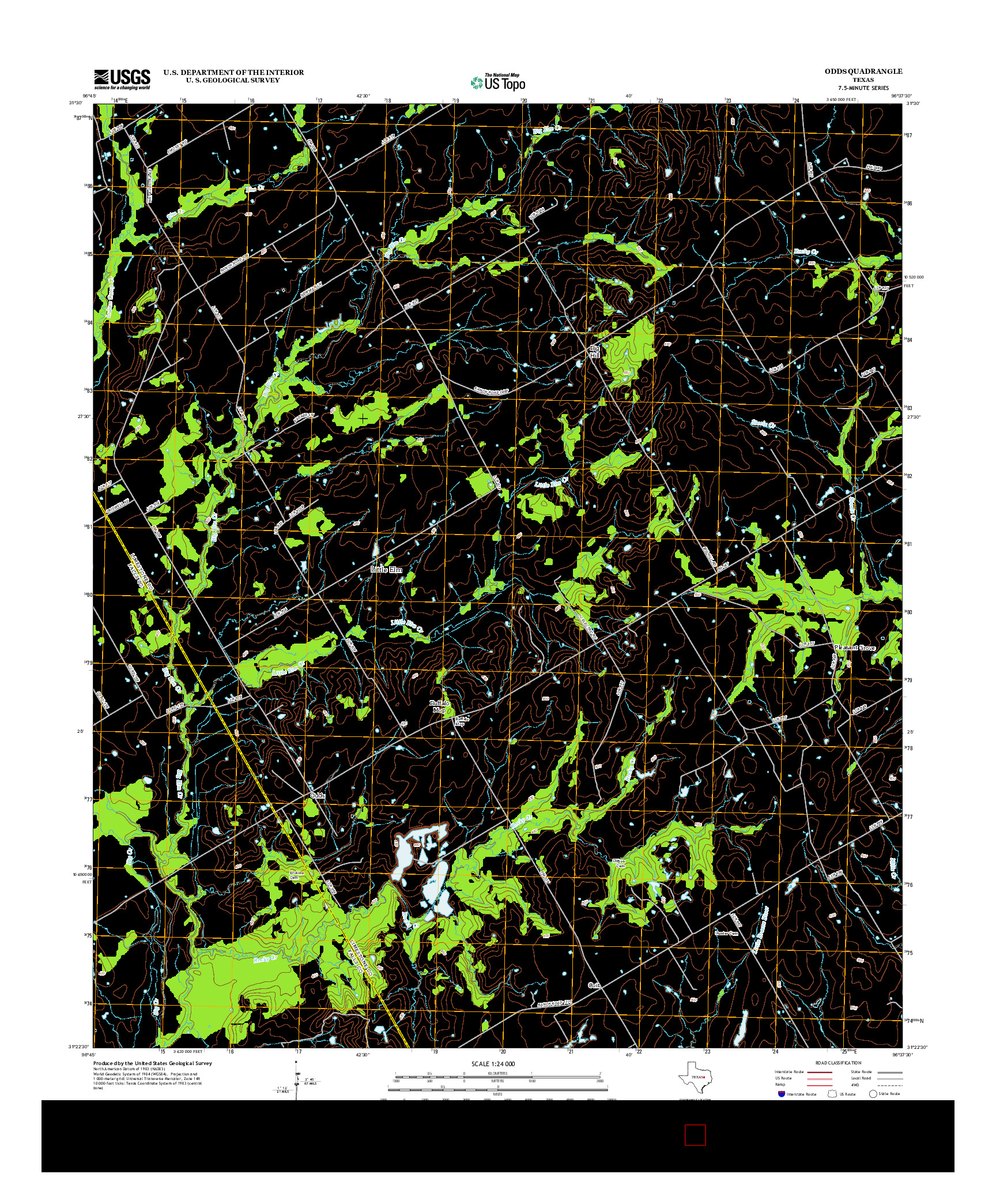 USGS US TOPO 7.5-MINUTE MAP FOR ODDS, TX 2013