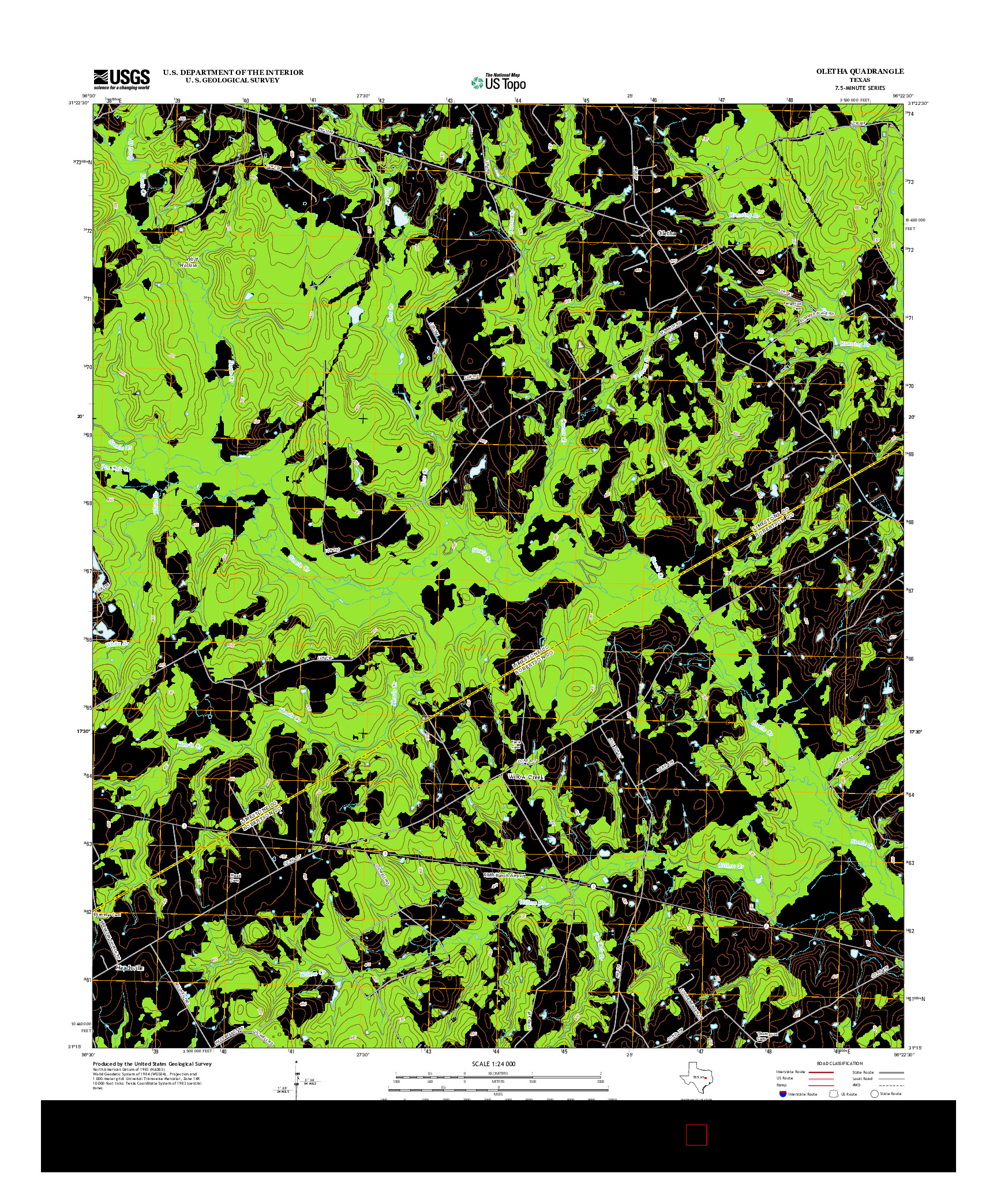 USGS US TOPO 7.5-MINUTE MAP FOR OLETHA, TX 2013