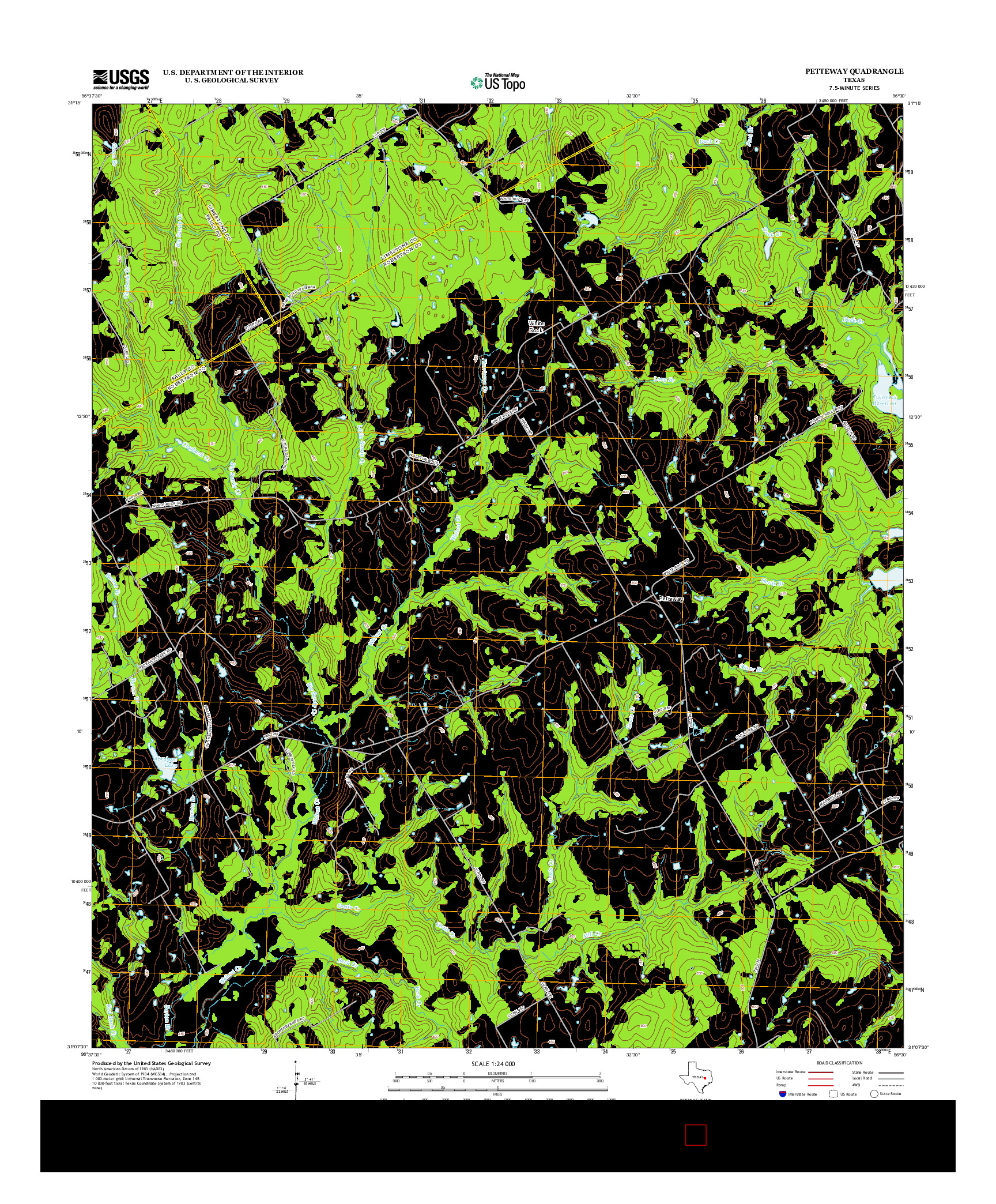 USGS US TOPO 7.5-MINUTE MAP FOR PETTEWAY, TX 2013