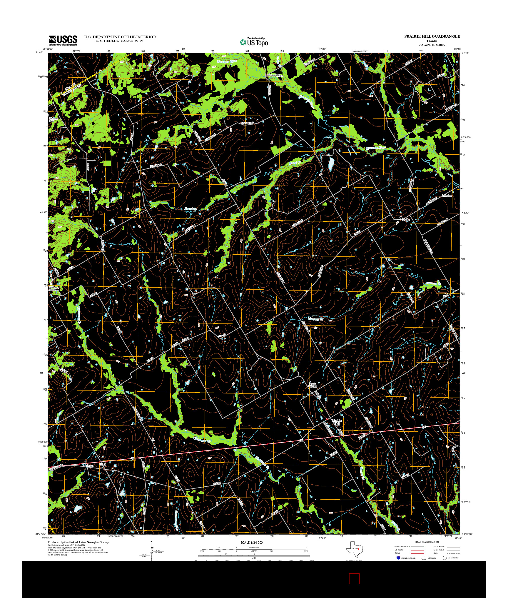 USGS US TOPO 7.5-MINUTE MAP FOR PRAIRIE HILL, TX 2013