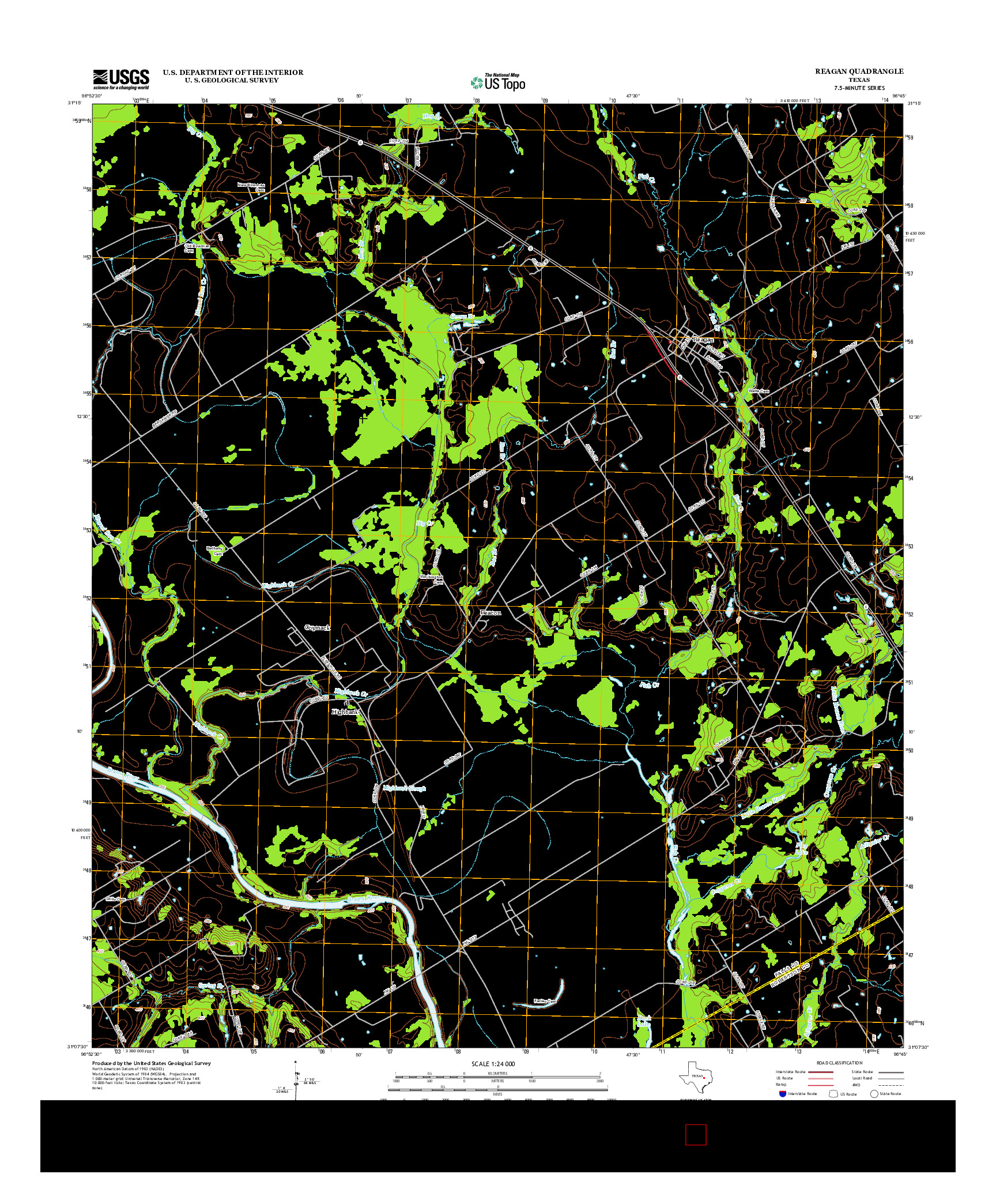 USGS US TOPO 7.5-MINUTE MAP FOR REAGAN, TX 2013