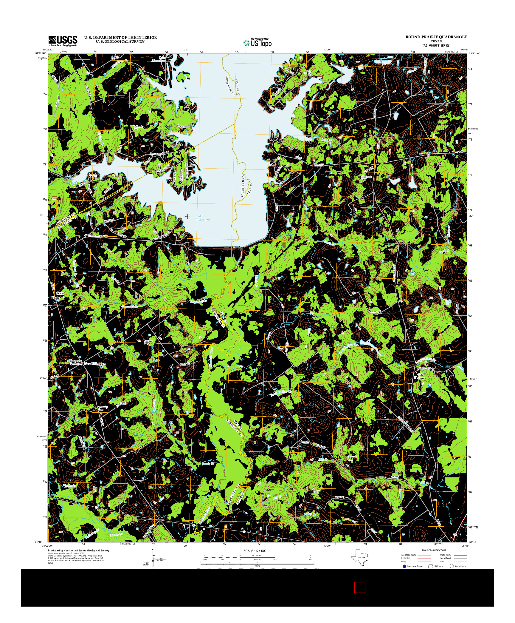 USGS US TOPO 7.5-MINUTE MAP FOR ROUND PRAIRIE, TX 2013