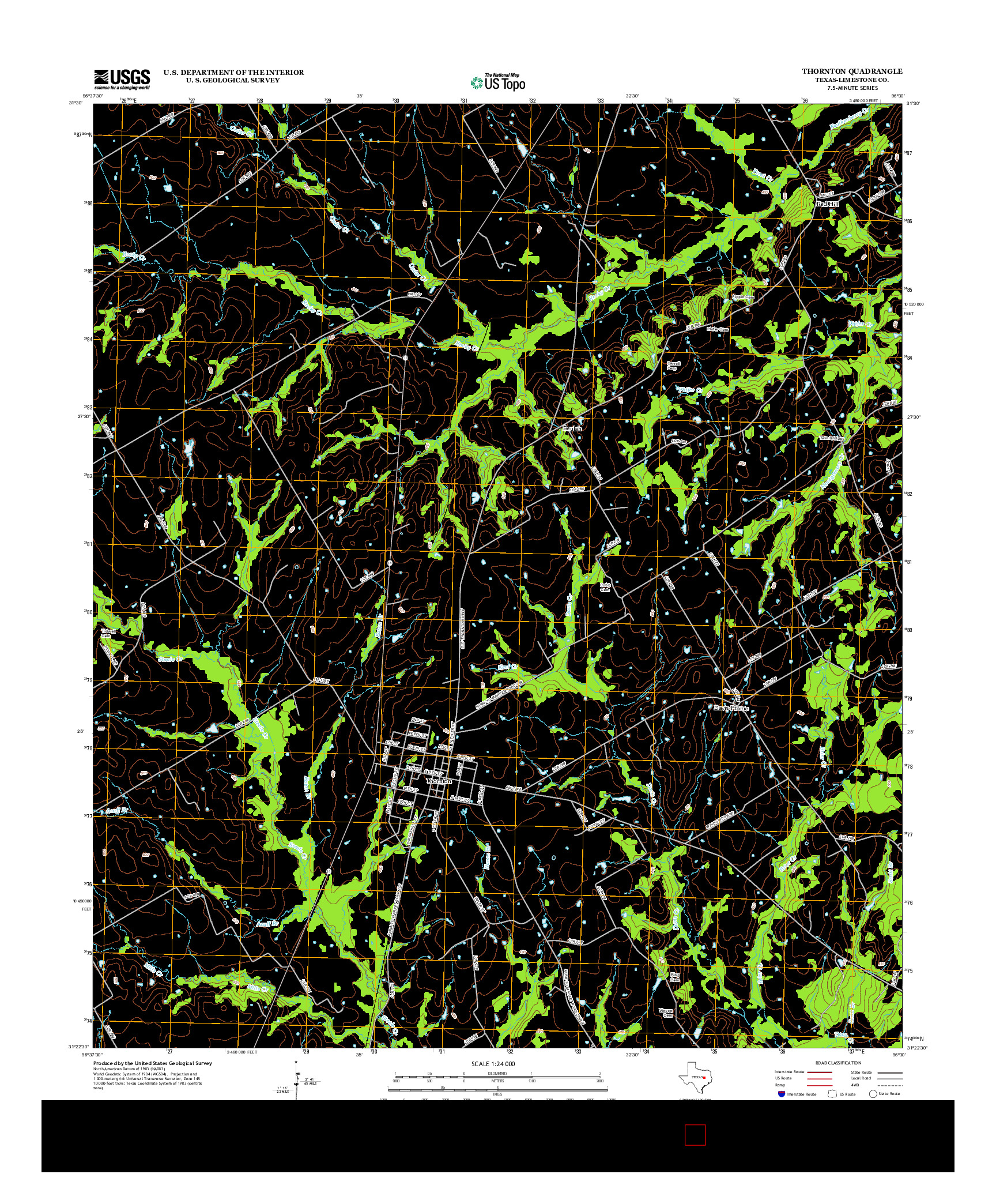 USGS US TOPO 7.5-MINUTE MAP FOR THORNTON, TX 2013