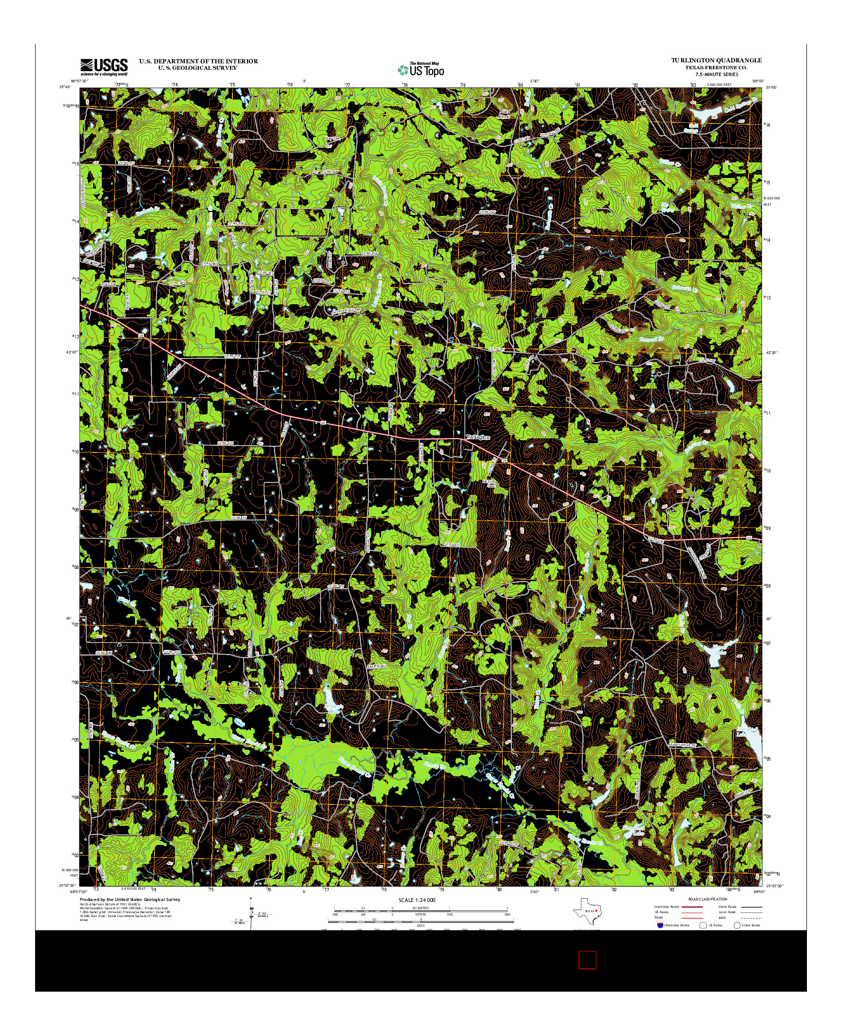 USGS US TOPO 7.5-MINUTE MAP FOR TURLINGTON, TX 2013