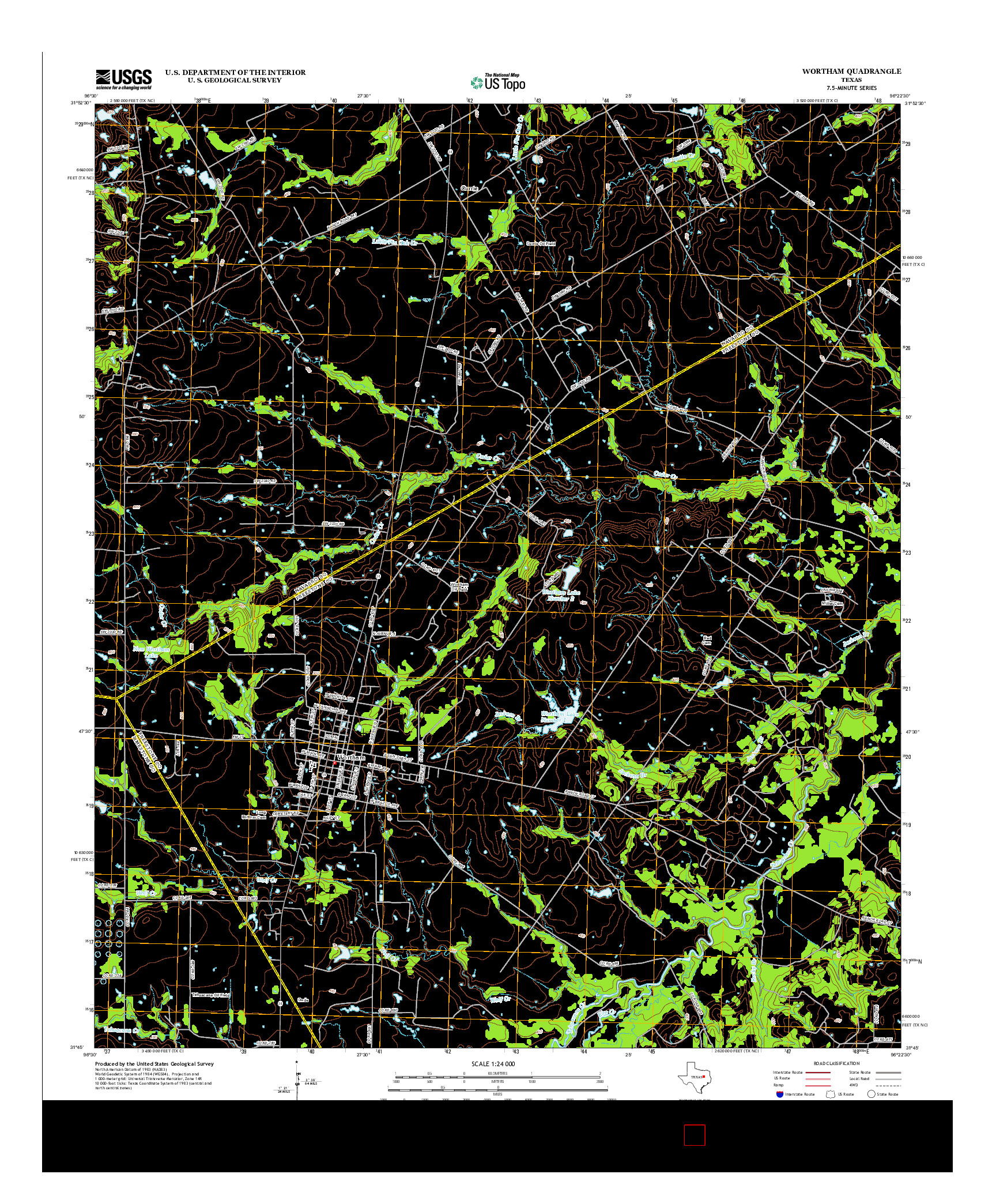 USGS US TOPO 7.5-MINUTE MAP FOR WORTHAM, TX 2013