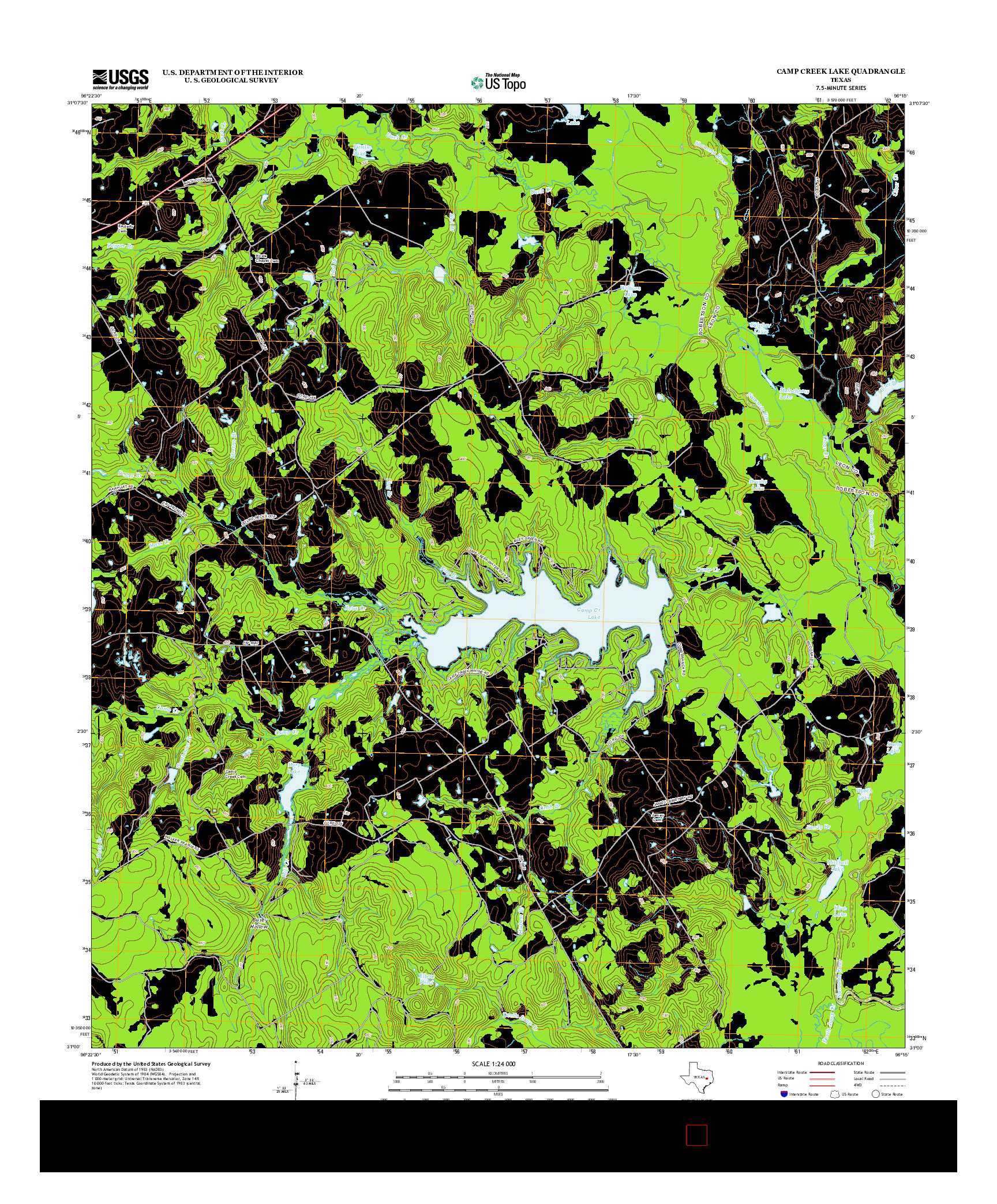 USGS US TOPO 7.5-MINUTE MAP FOR CAMP CREEK LAKE, TX 2013