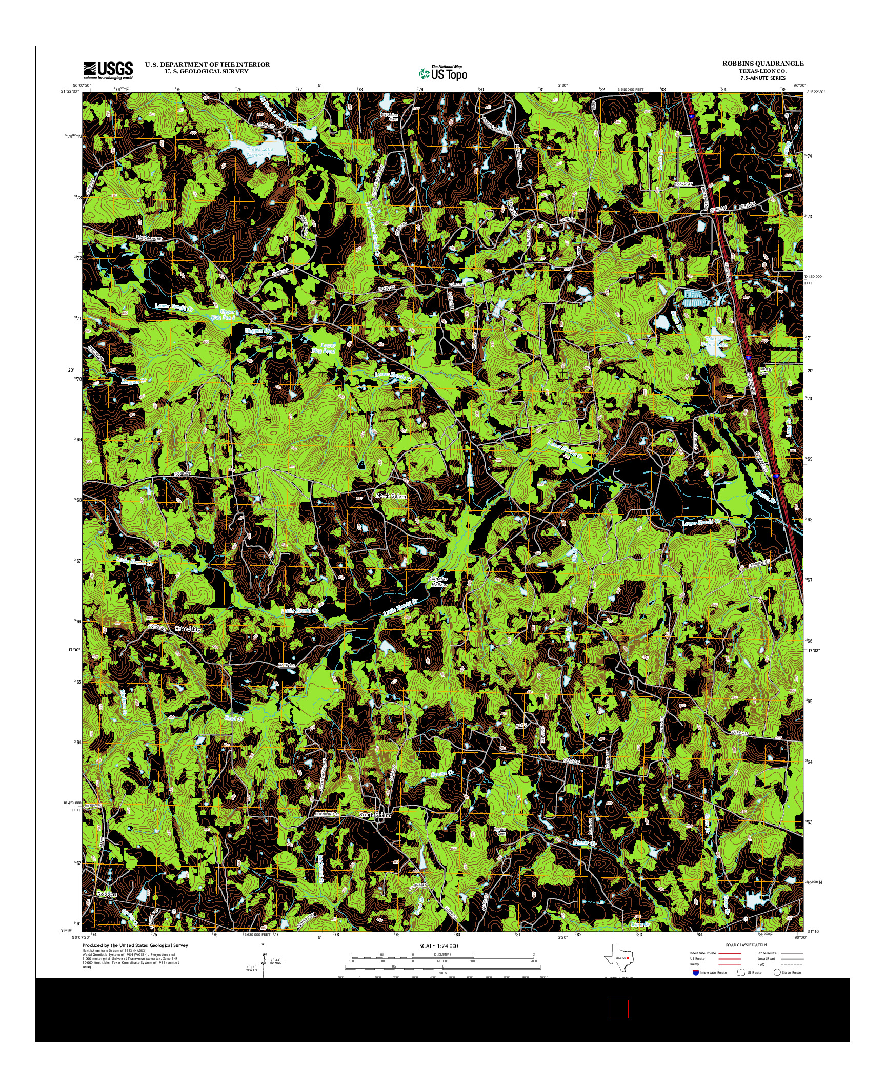 USGS US TOPO 7.5-MINUTE MAP FOR ROBBINS, TX 2013