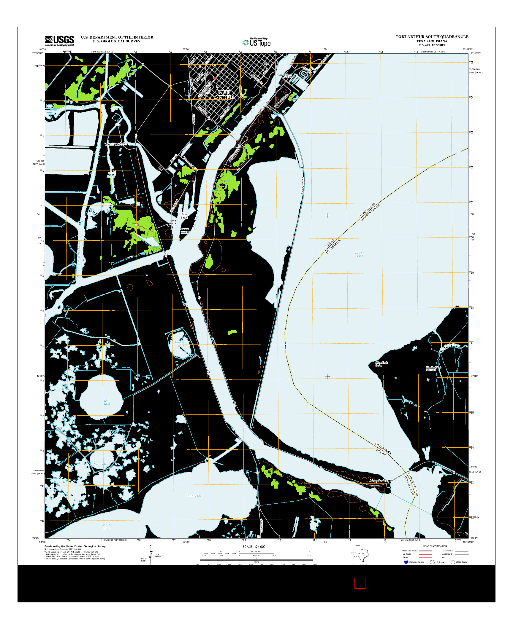 USGS US TOPO 7.5-MINUTE MAP FOR PORT ARTHUR SOUTH, TX-LA 2013