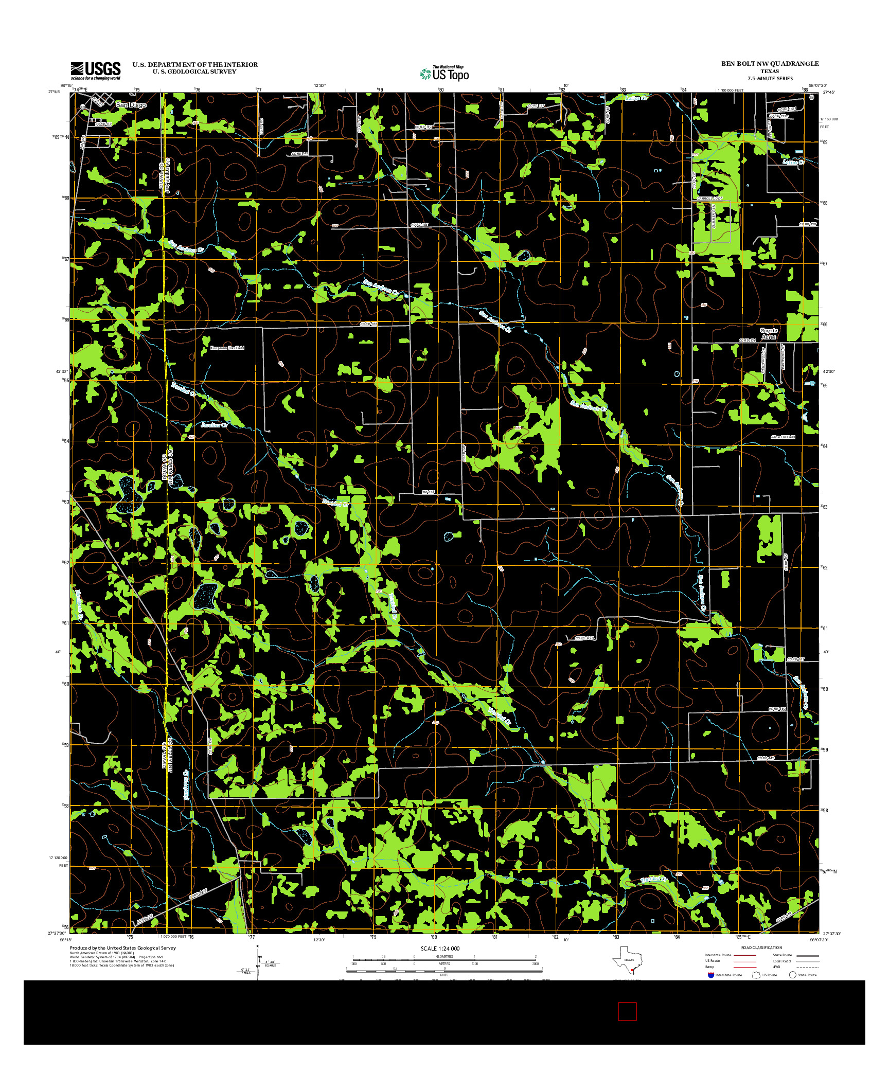 USGS US TOPO 7.5-MINUTE MAP FOR BEN BOLT NW, TX 2013