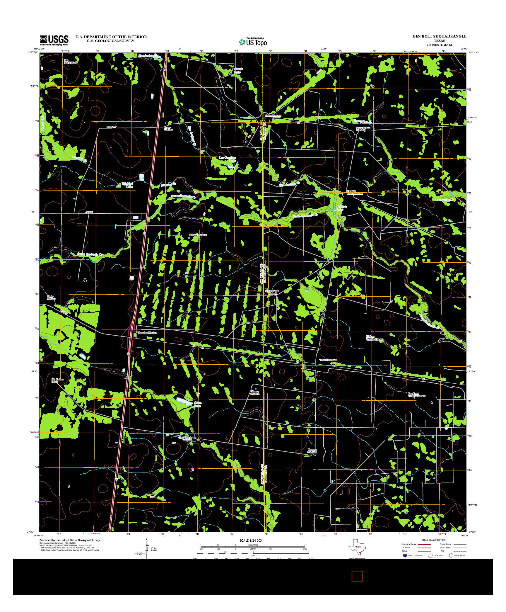 USGS US TOPO 7.5-MINUTE MAP FOR BEN BOLT SE, TX 2013