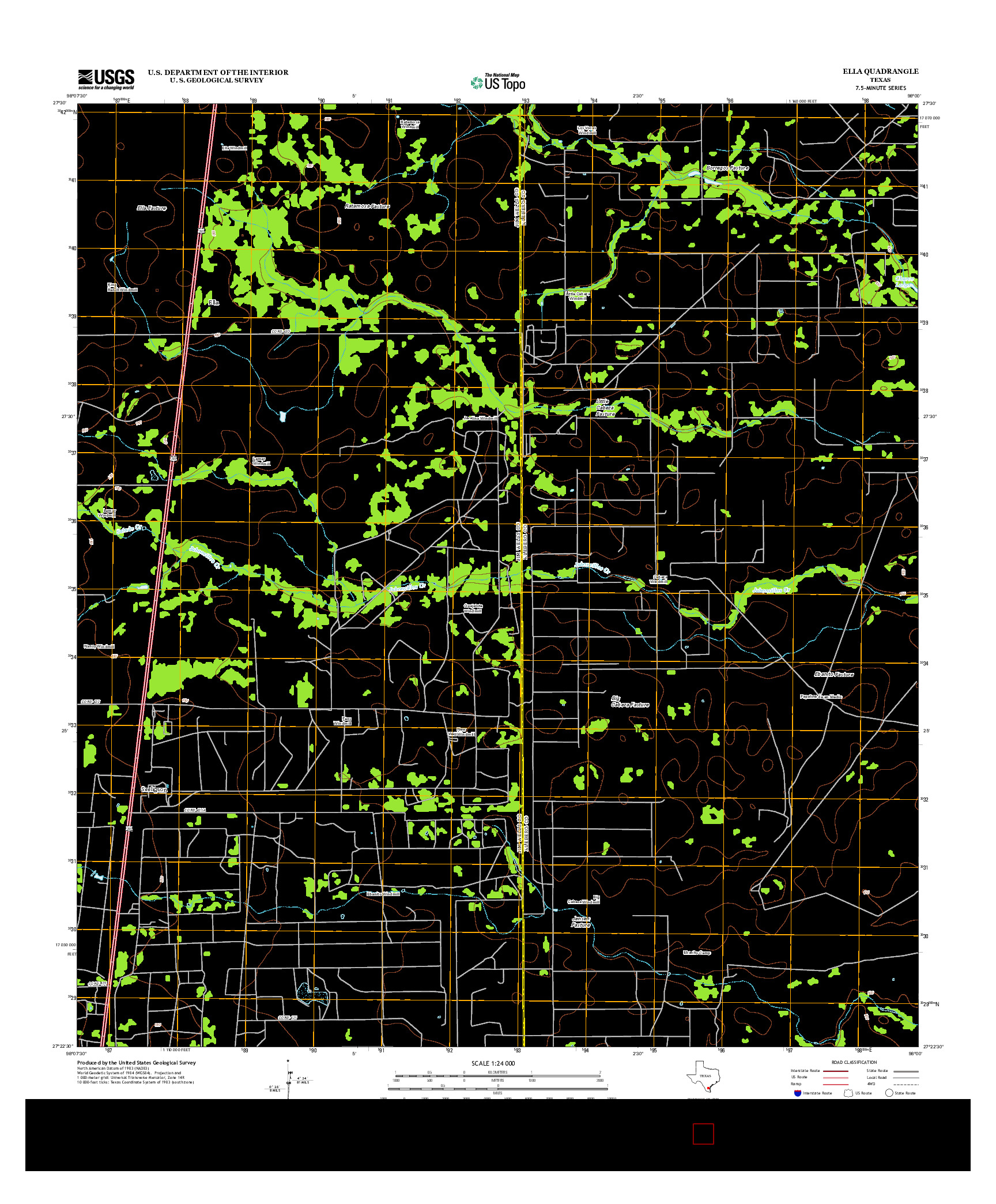 USGS US TOPO 7.5-MINUTE MAP FOR ELLA, TX 2013