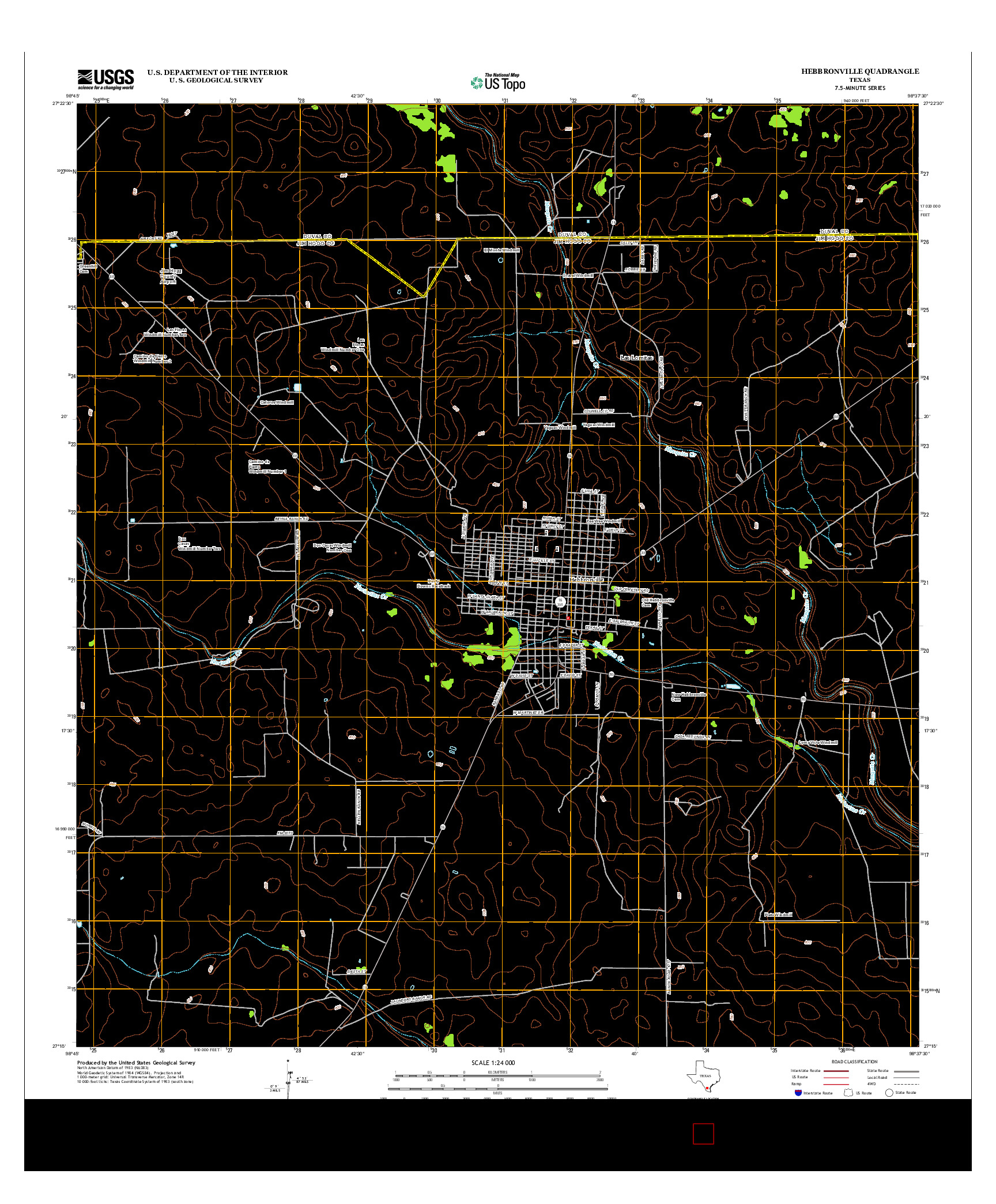 USGS US TOPO 7.5-MINUTE MAP FOR HEBBRONVILLE, TX 2013
