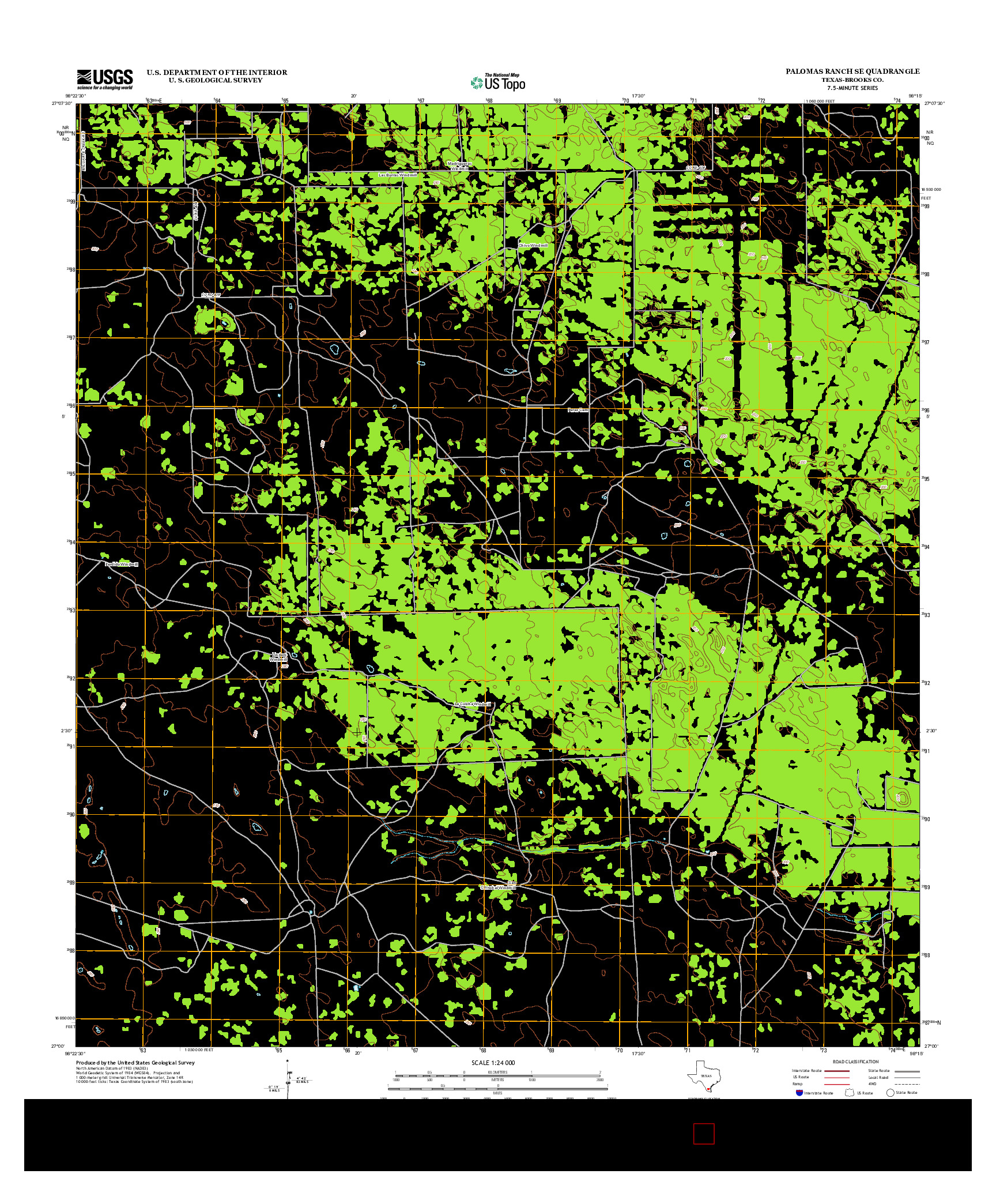 USGS US TOPO 7.5-MINUTE MAP FOR PALOMAS RANCH SE, TX 2013