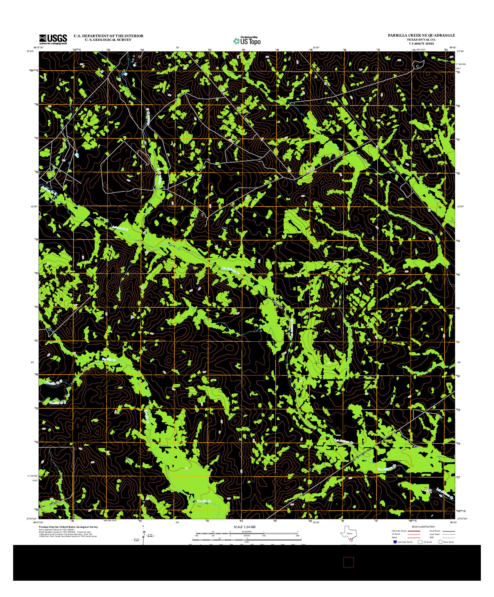 USGS US TOPO 7.5-MINUTE MAP FOR PARRILLA CREEK NE, TX 2013