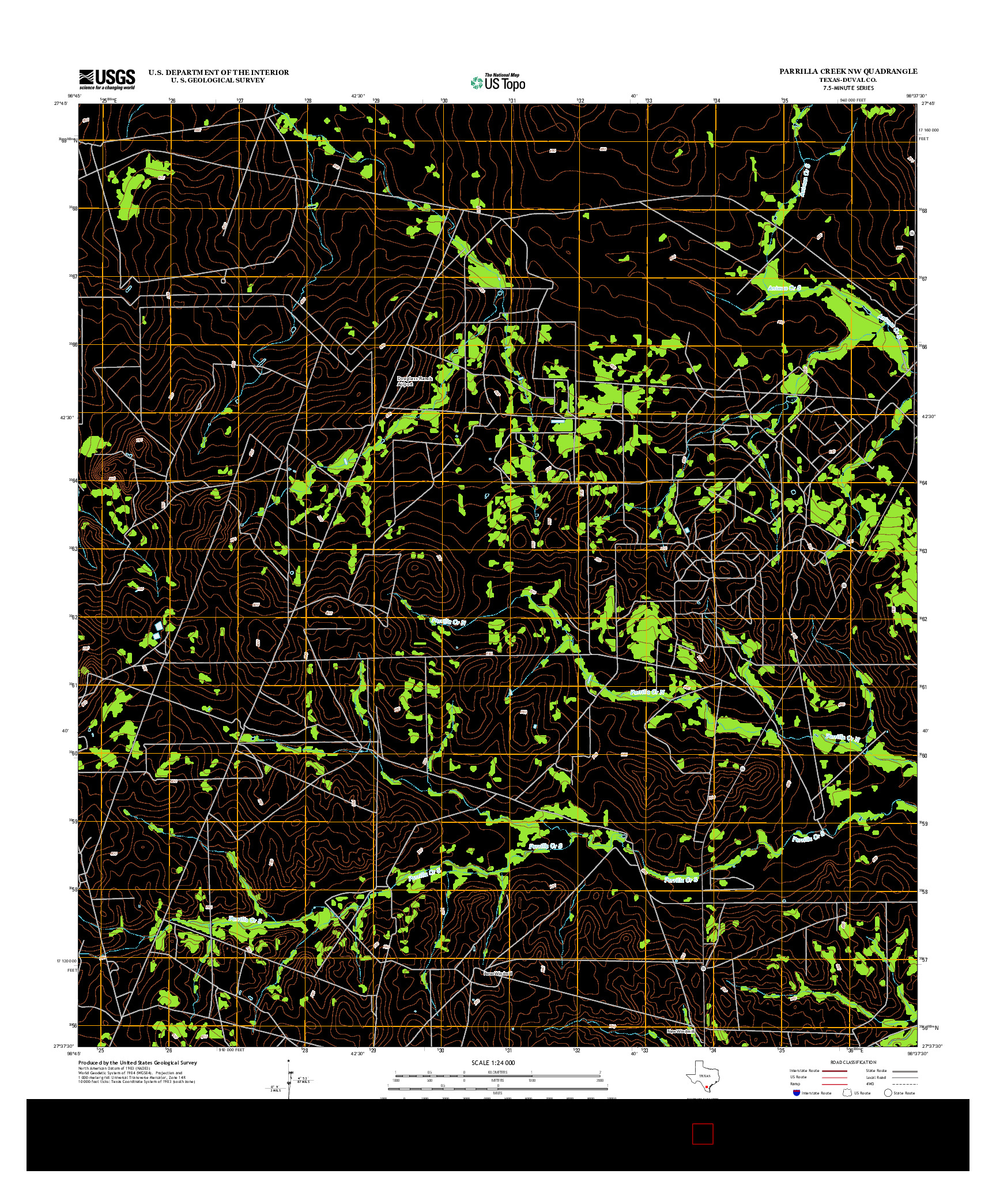 USGS US TOPO 7.5-MINUTE MAP FOR PARRILLA CREEK NW, TX 2013