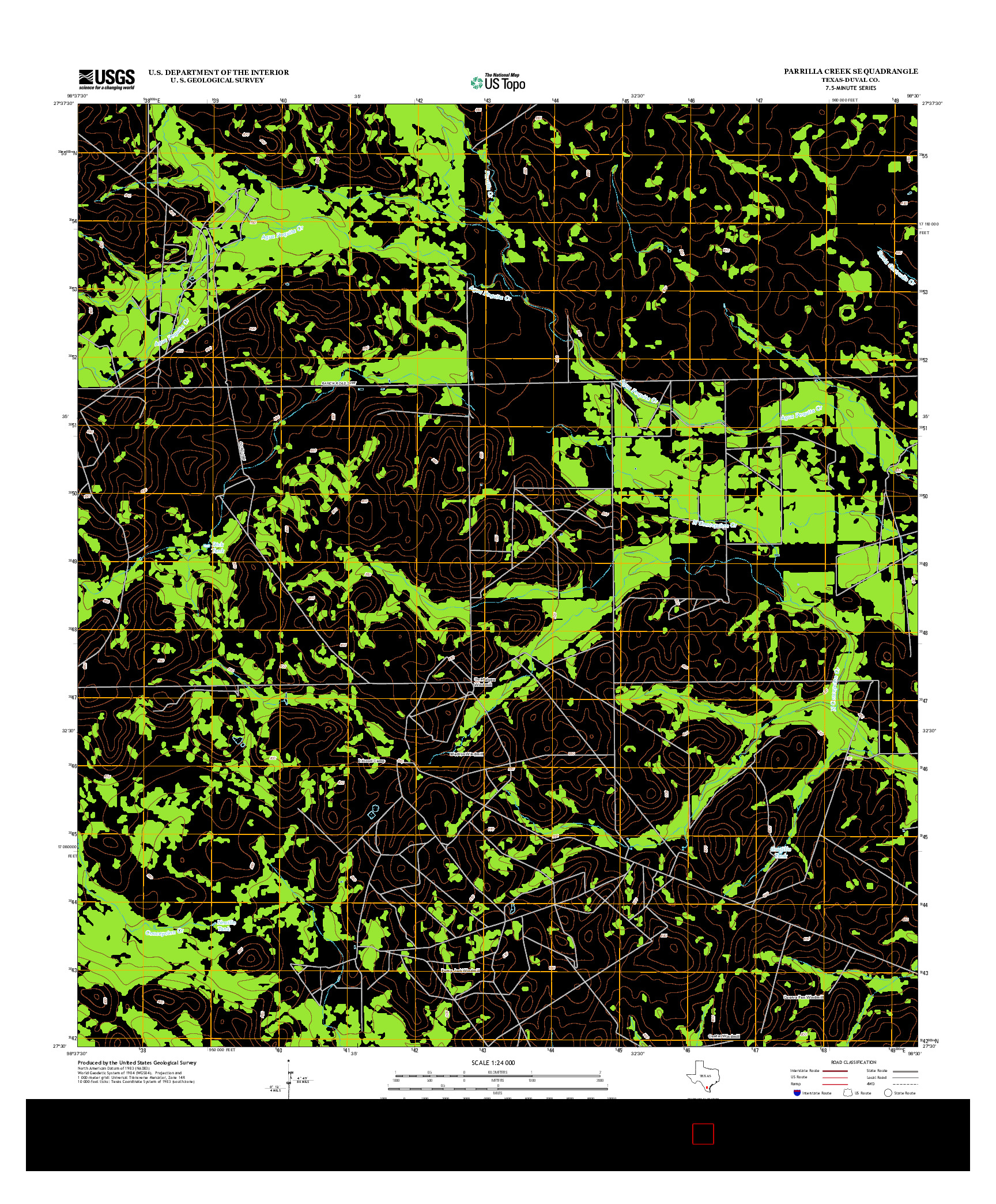 USGS US TOPO 7.5-MINUTE MAP FOR PARRILLA CREEK SE, TX 2013