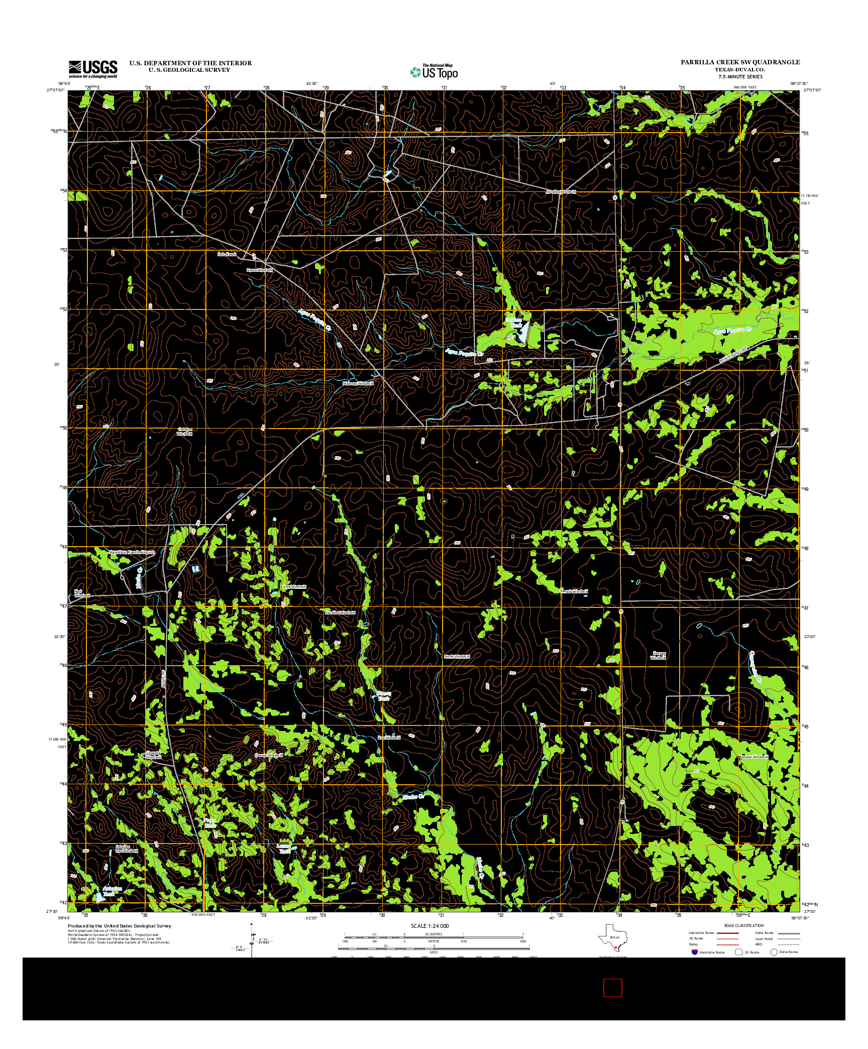 USGS US TOPO 7.5-MINUTE MAP FOR PARRILLA CREEK SW, TX 2013