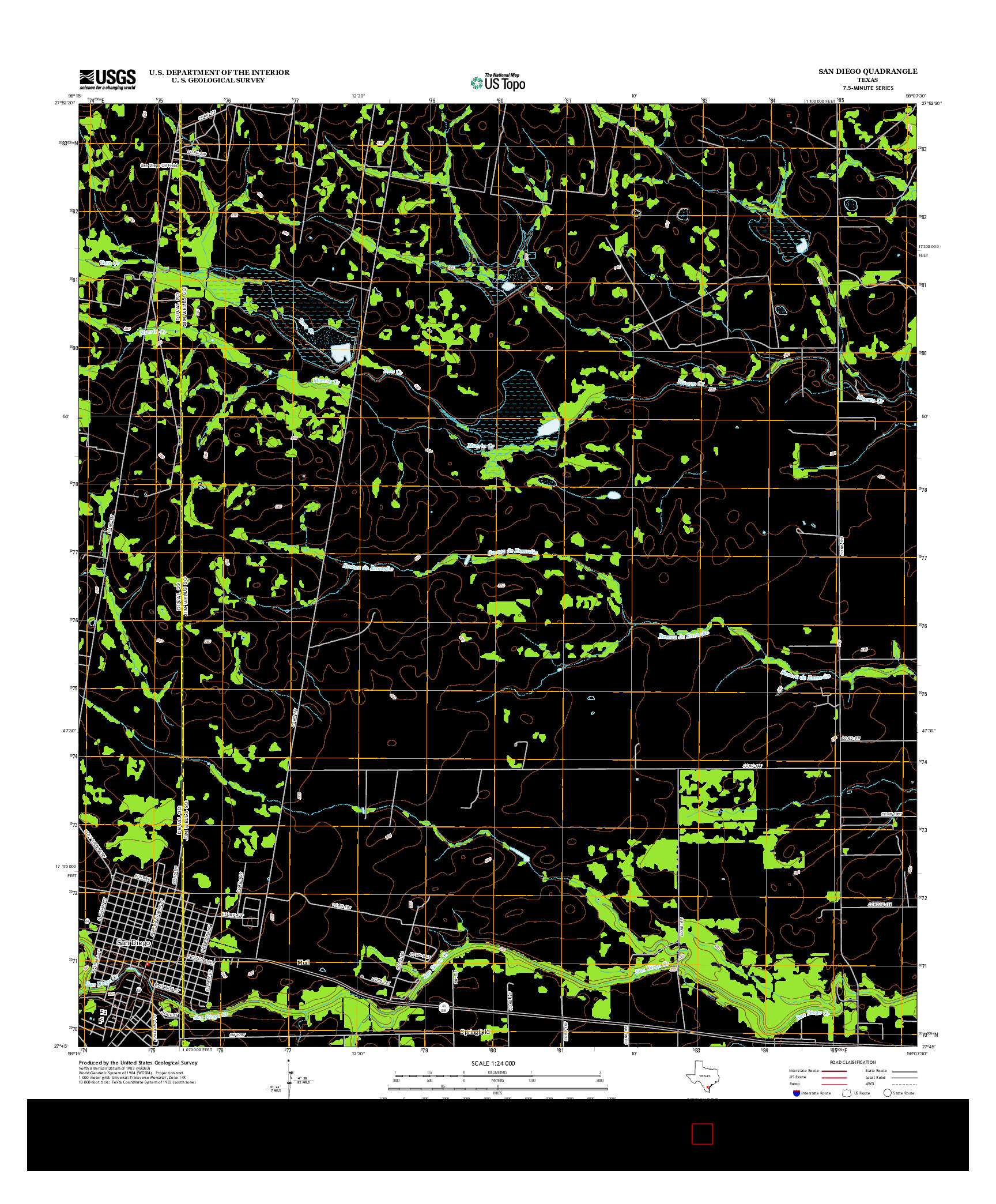 USGS US TOPO 7.5-MINUTE MAP FOR SAN DIEGO, TX 2013