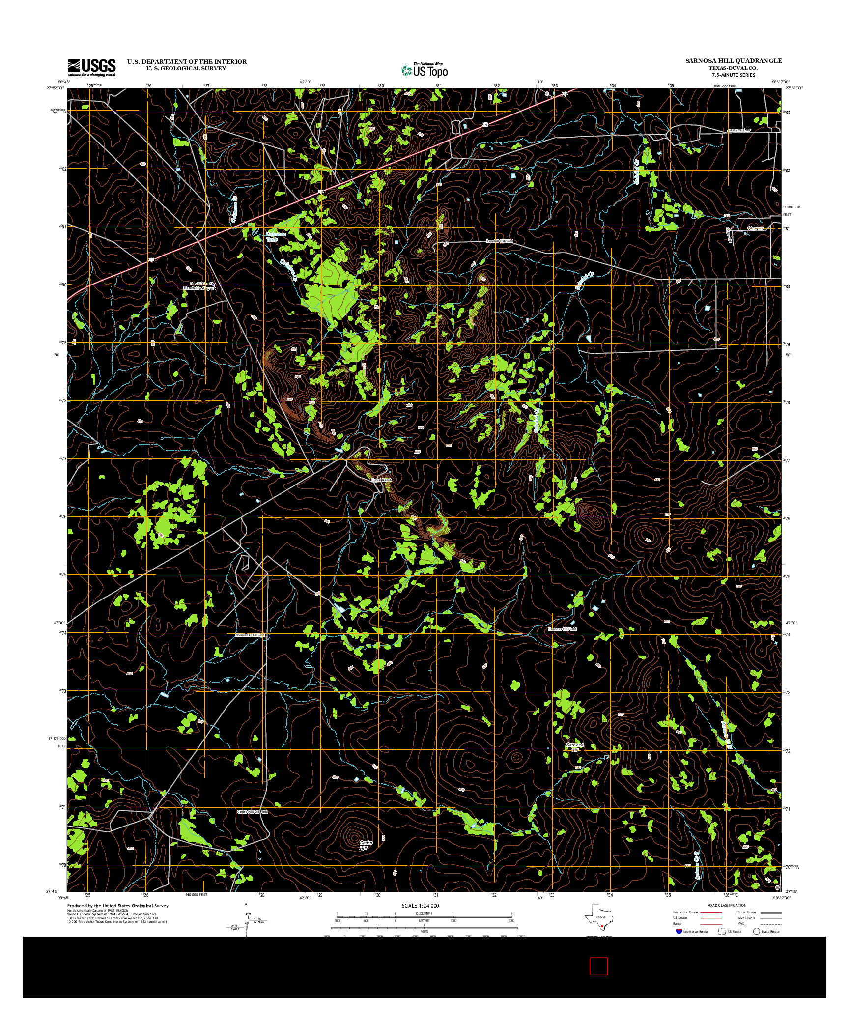 USGS US TOPO 7.5-MINUTE MAP FOR SARNOSA HILL, TX 2013