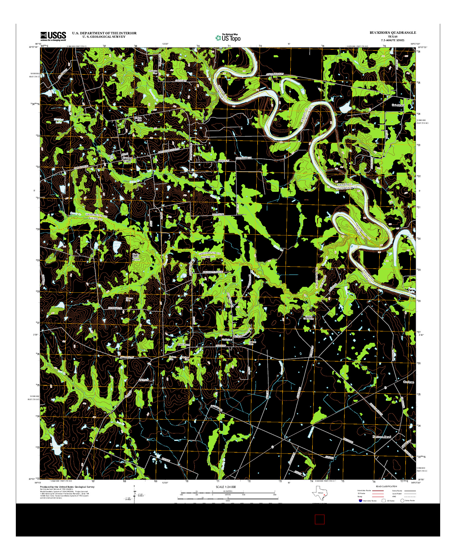 USGS US TOPO 7.5-MINUTE MAP FOR BUCKHORN, TX 2013