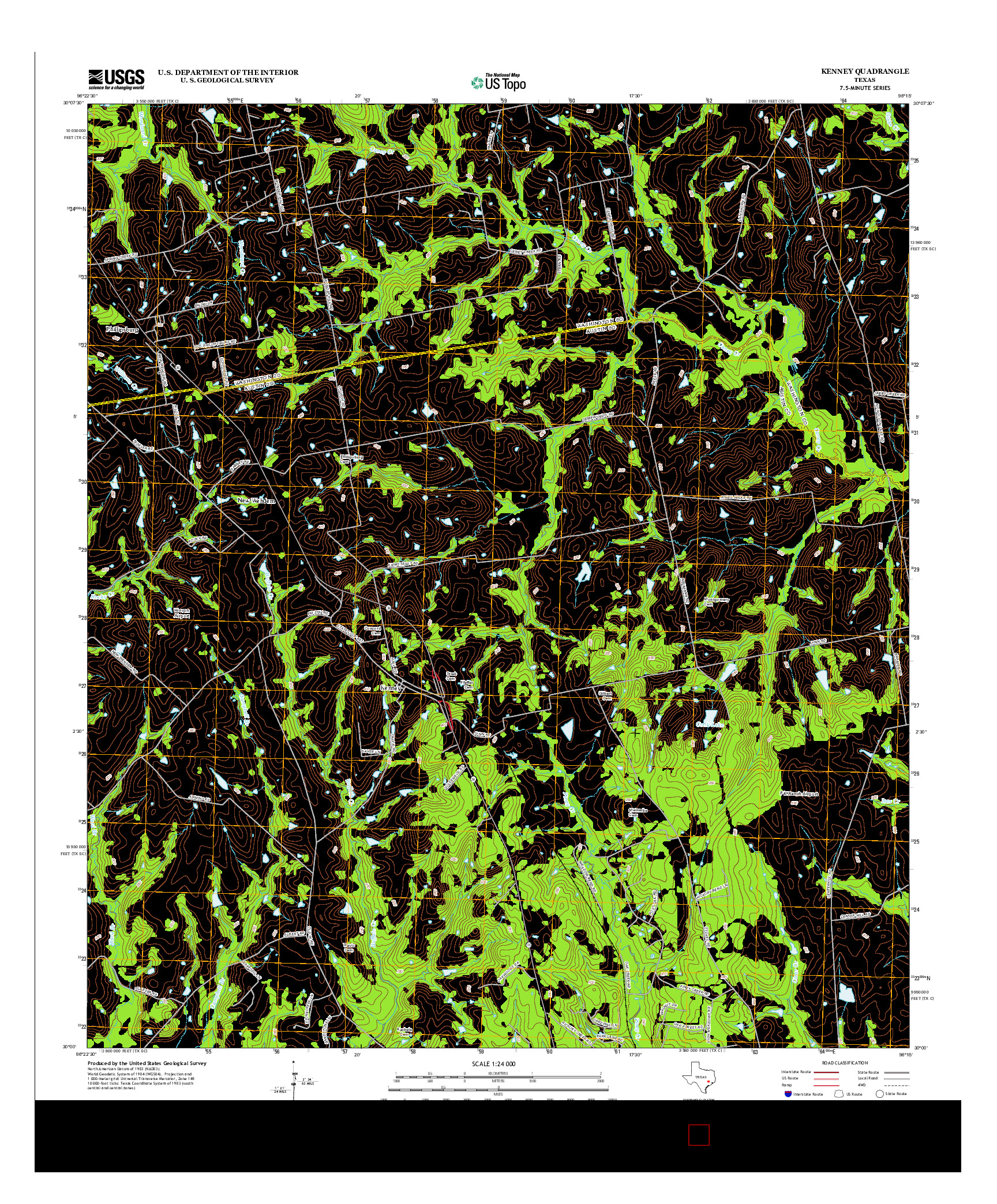 USGS US TOPO 7.5-MINUTE MAP FOR KENNEY, TX 2013