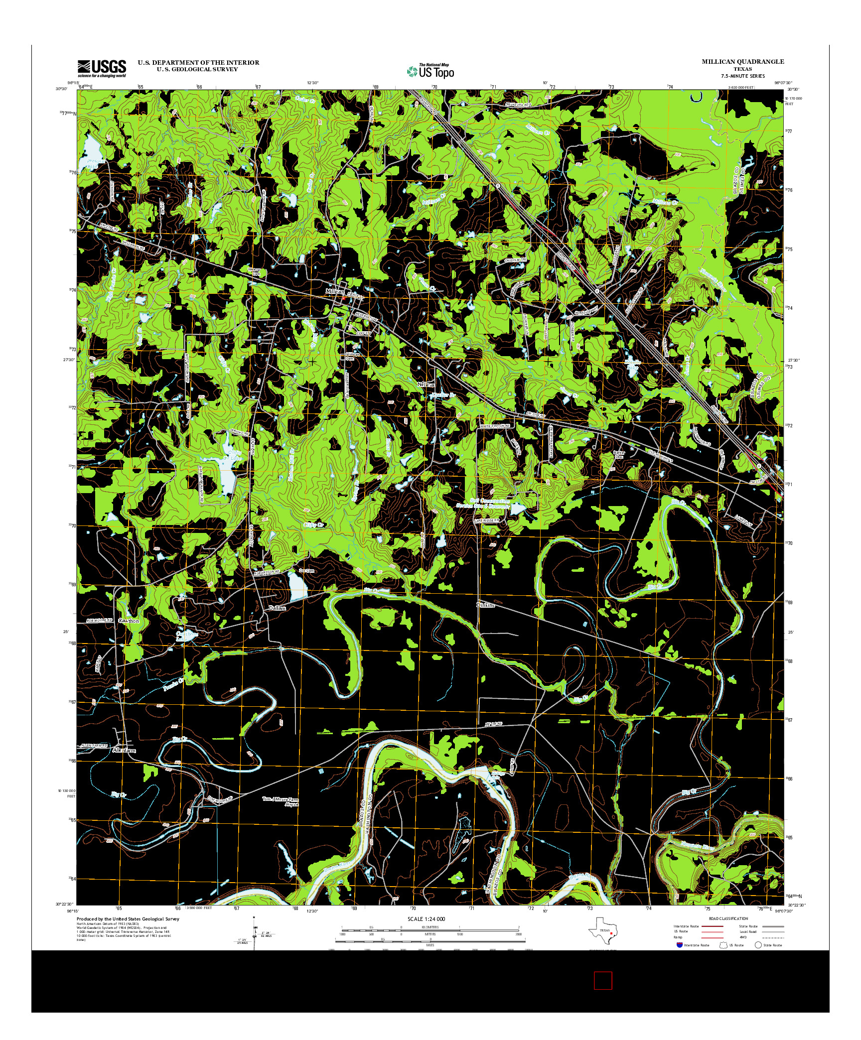 USGS US TOPO 7.5-MINUTE MAP FOR MILLICAN, TX 2013