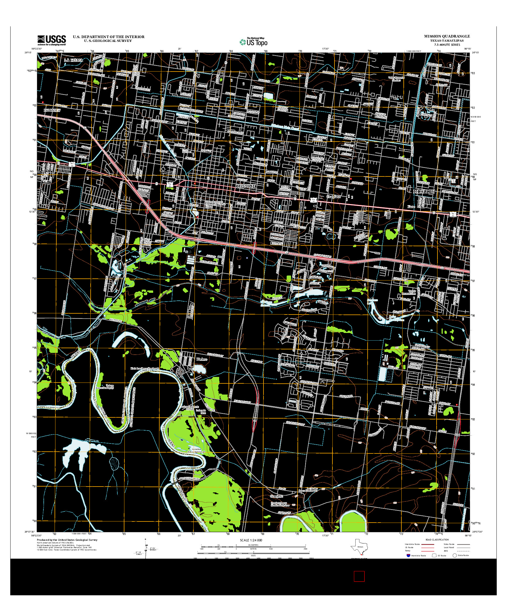 USGS US TOPO 7.5-MINUTE MAP FOR MISSION, TX-TAM 2013