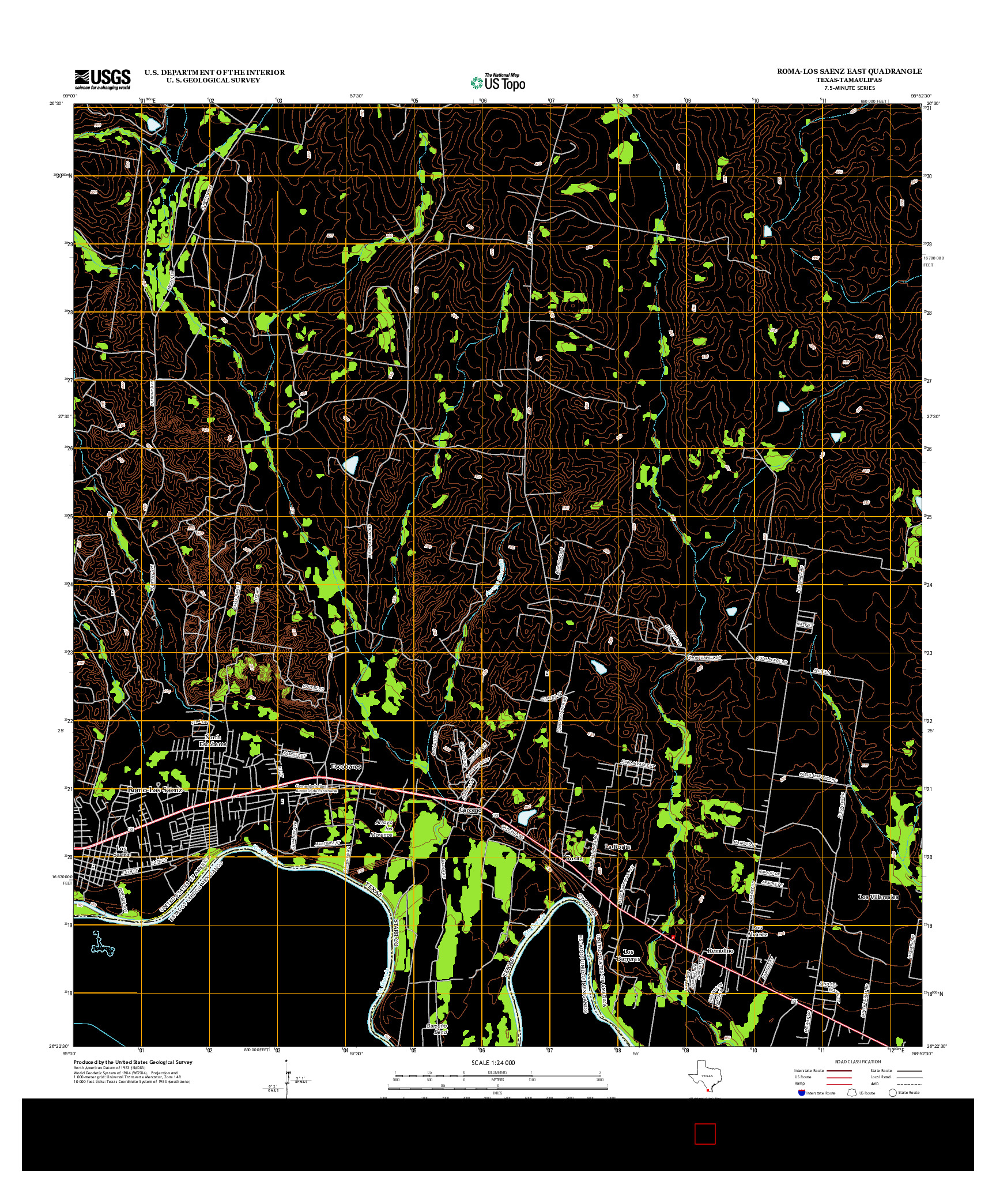 USGS US TOPO 7.5-MINUTE MAP FOR ROMA-LOS SAENZ EAST, TX-TAM 2013