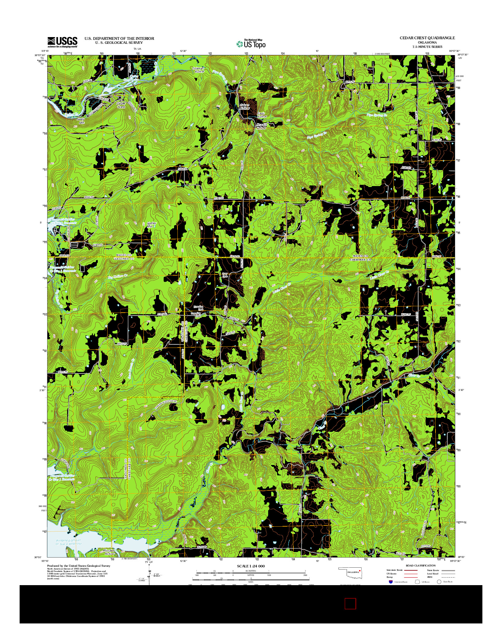 USGS US TOPO 7.5-MINUTE MAP FOR CEDAR CREST, OK 2013