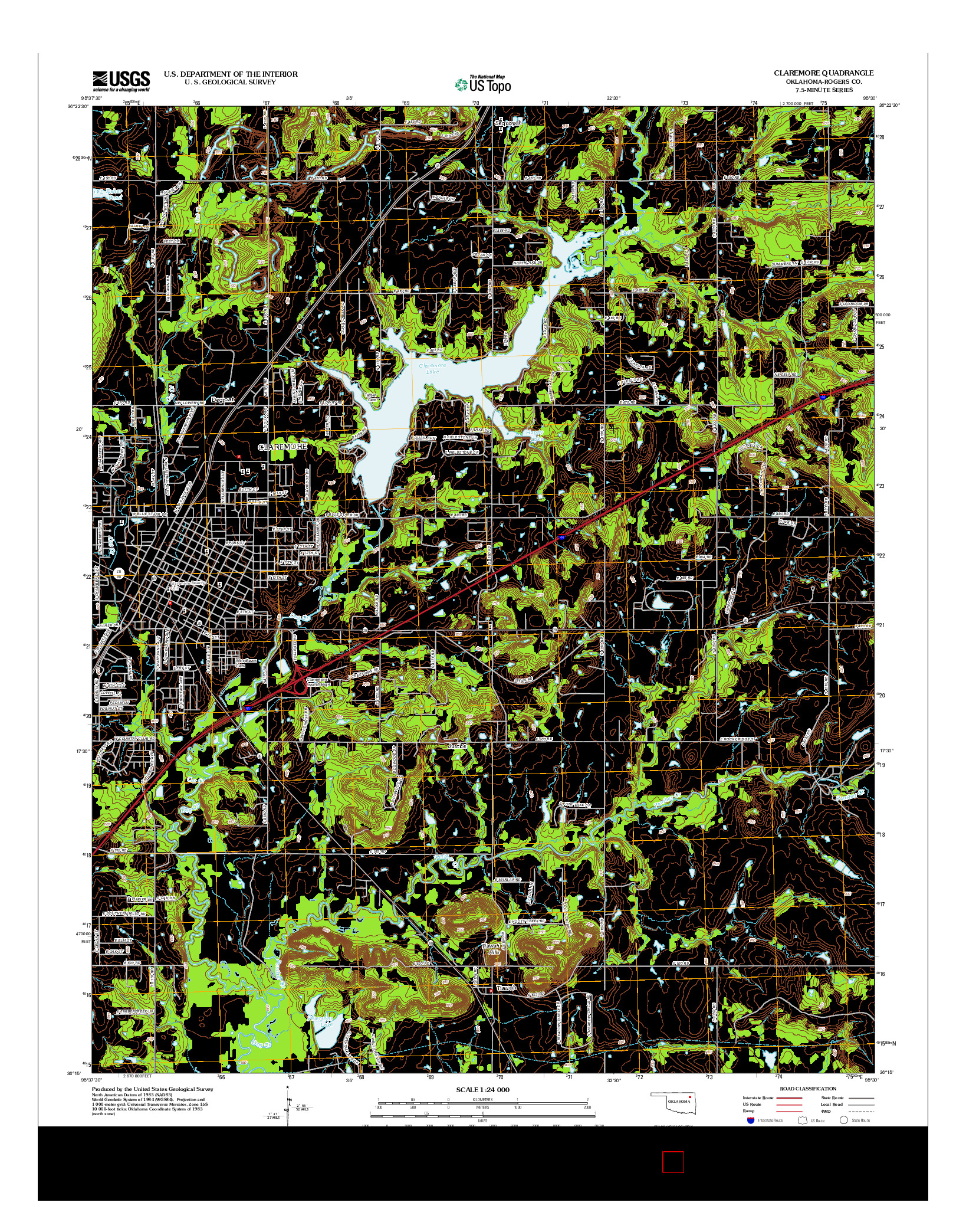 USGS US TOPO 7.5-MINUTE MAP FOR CLAREMORE, OK 2013