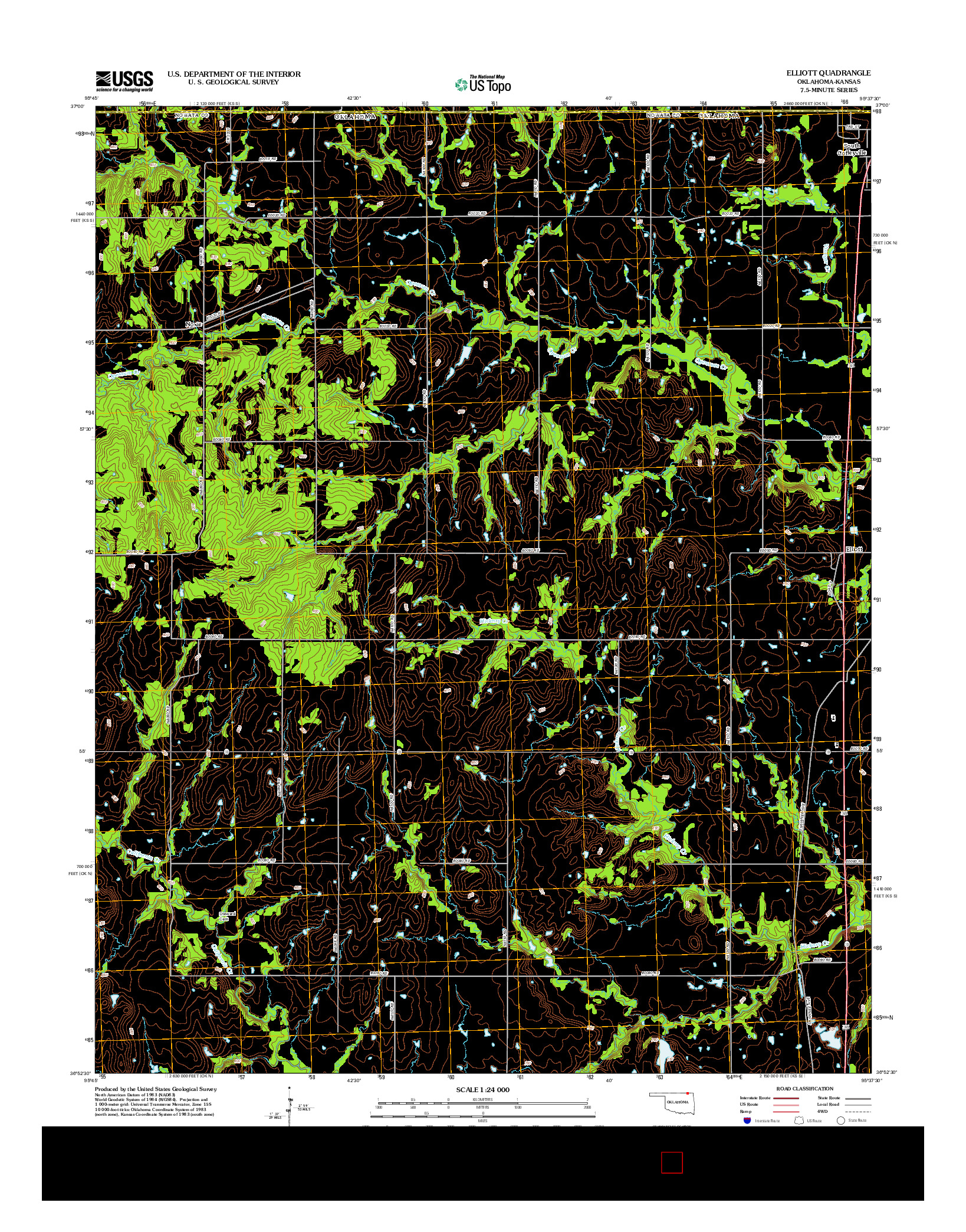 USGS US TOPO 7.5-MINUTE MAP FOR ELLIOTT, OK-KS 2013