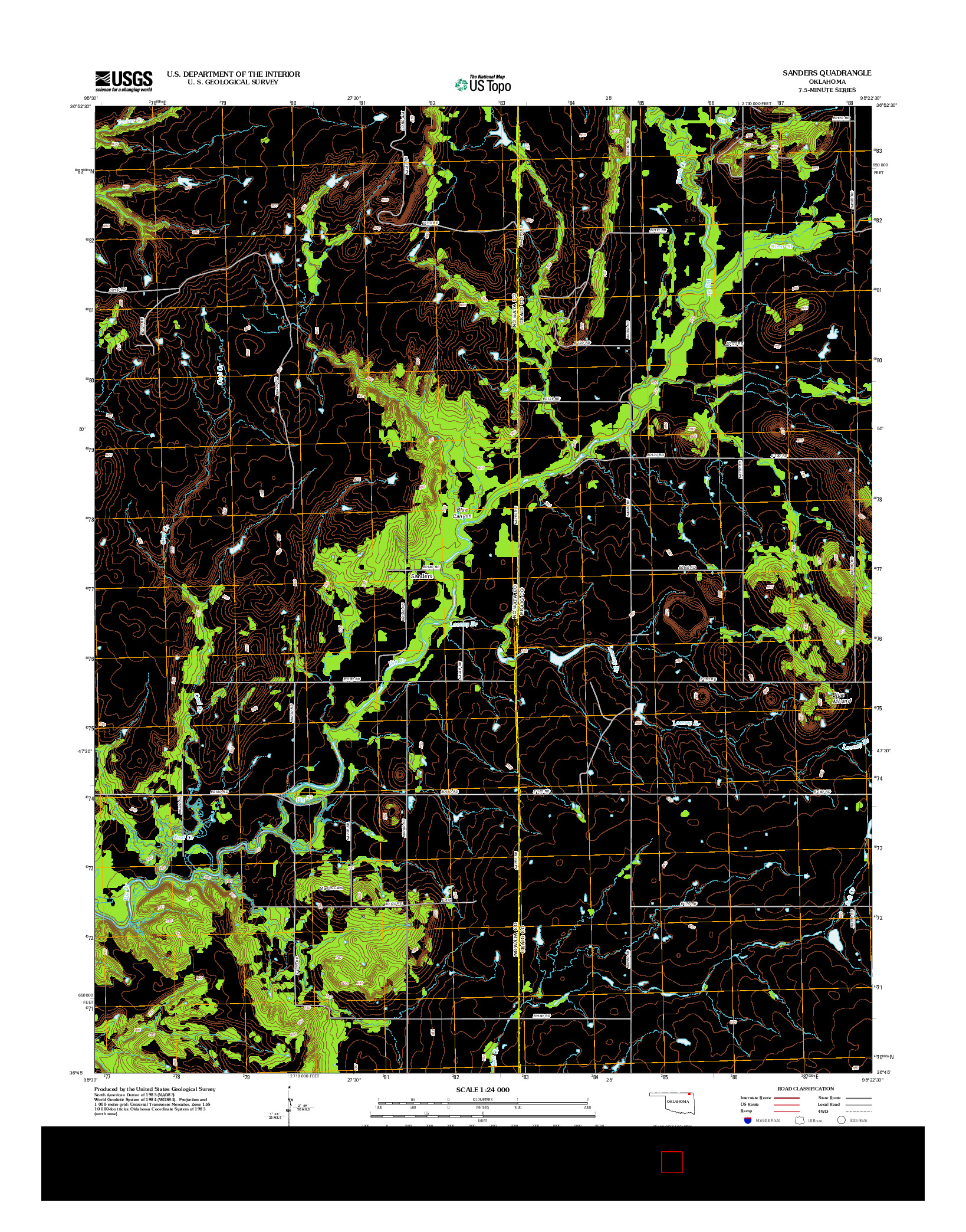 USGS US TOPO 7.5-MINUTE MAP FOR SANDERS, OK 2013