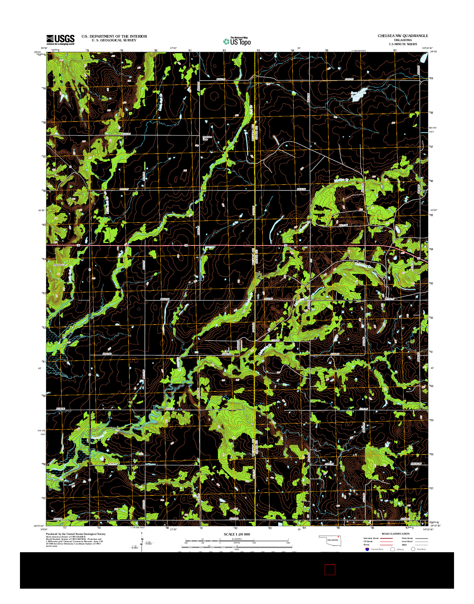 USGS US TOPO 7.5-MINUTE MAP FOR CHELSEA NW, OK 2013