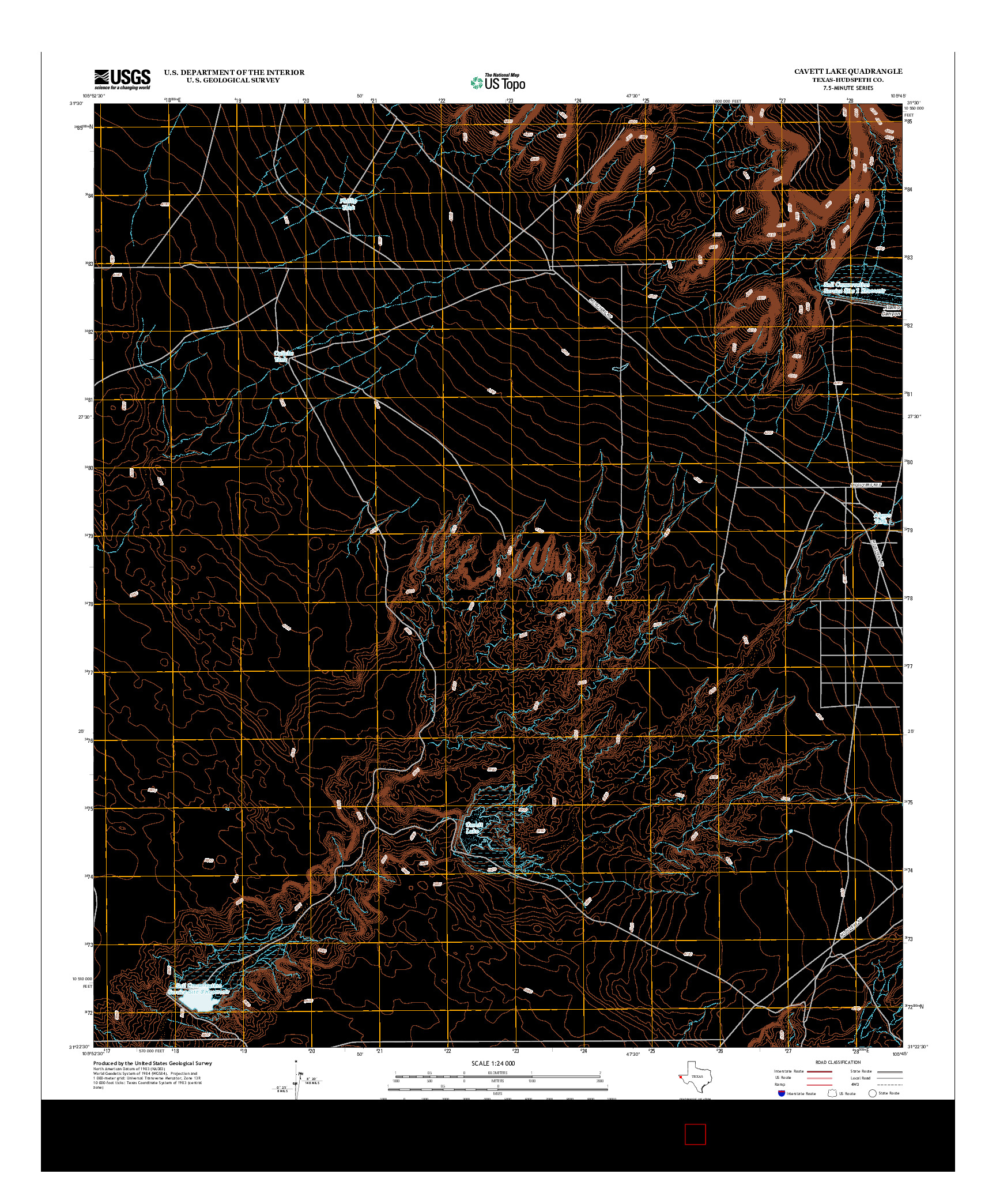 USGS US TOPO 7.5-MINUTE MAP FOR CAVETT LAKE, TX 2013
