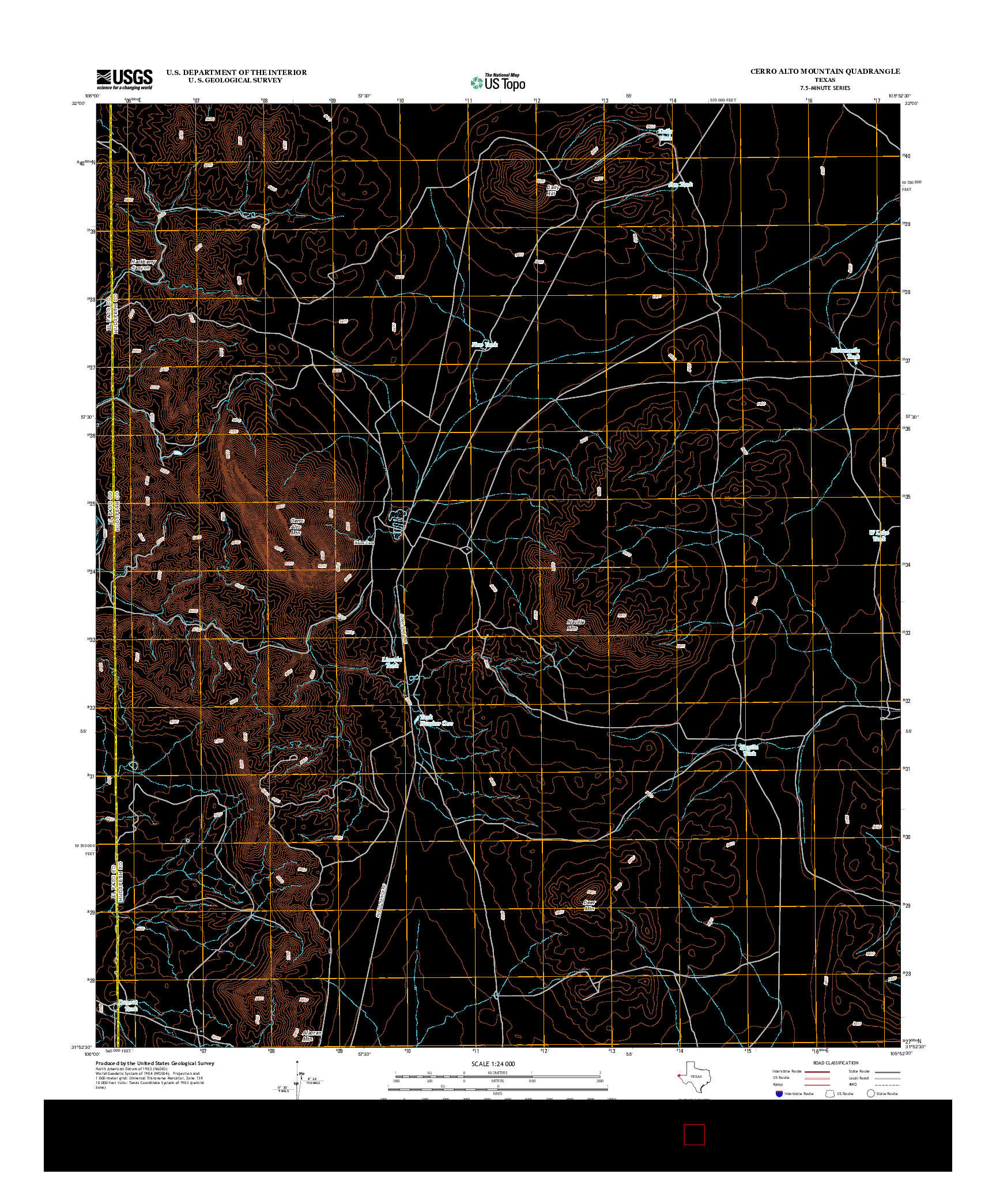 USGS US TOPO 7.5-MINUTE MAP FOR CERRO ALTO MOUNTAIN, TX 2013