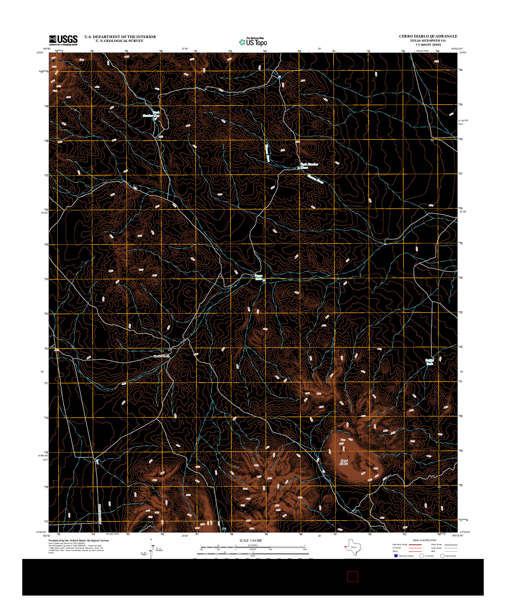 USGS US TOPO 7.5-MINUTE MAP FOR CERRO DIABLO, TX 2013